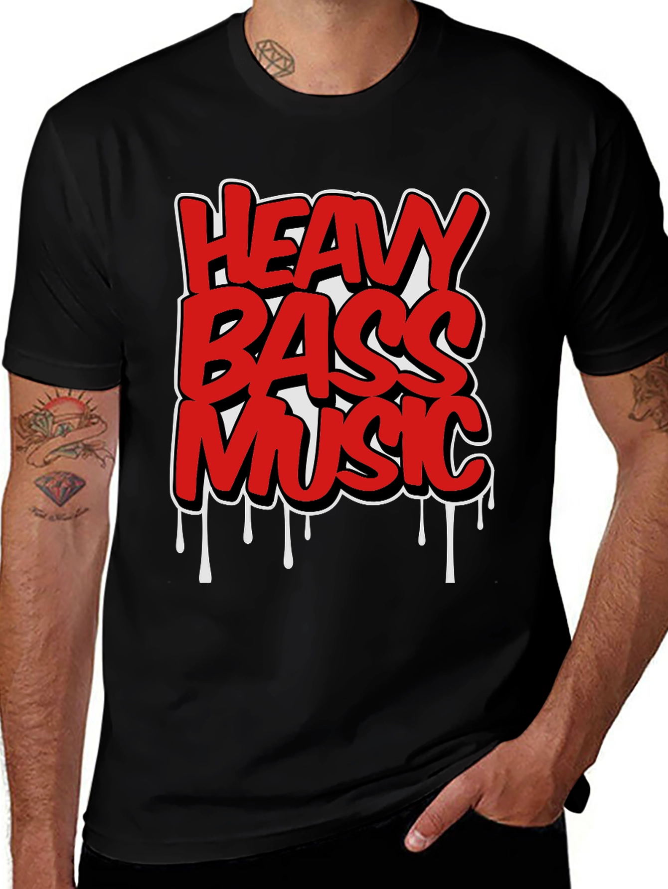 Variant 24 of Heavy Bass Music Graphic Tee - Black