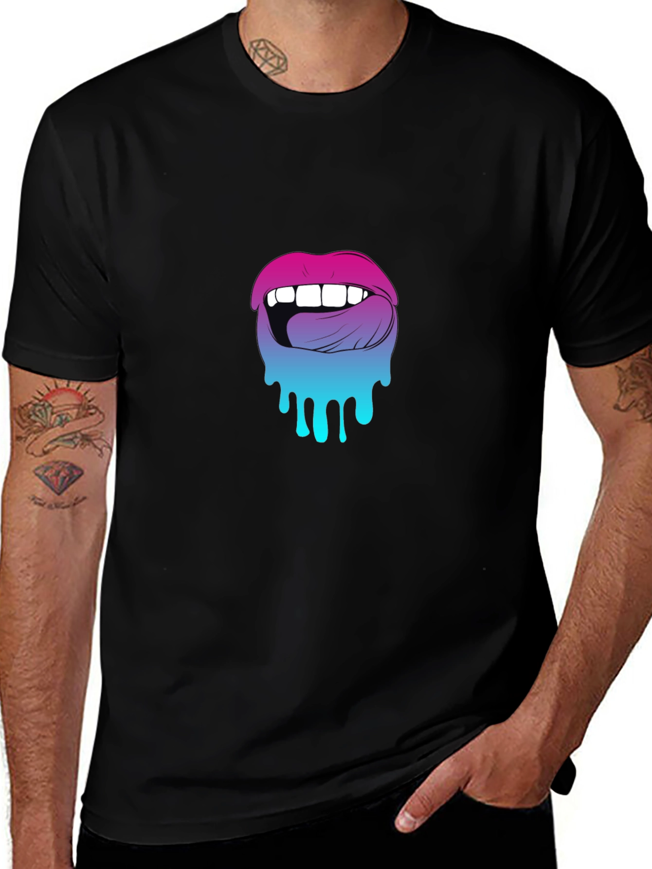 Variant 28 of Melting Lips Graphic Tee - Unique Design