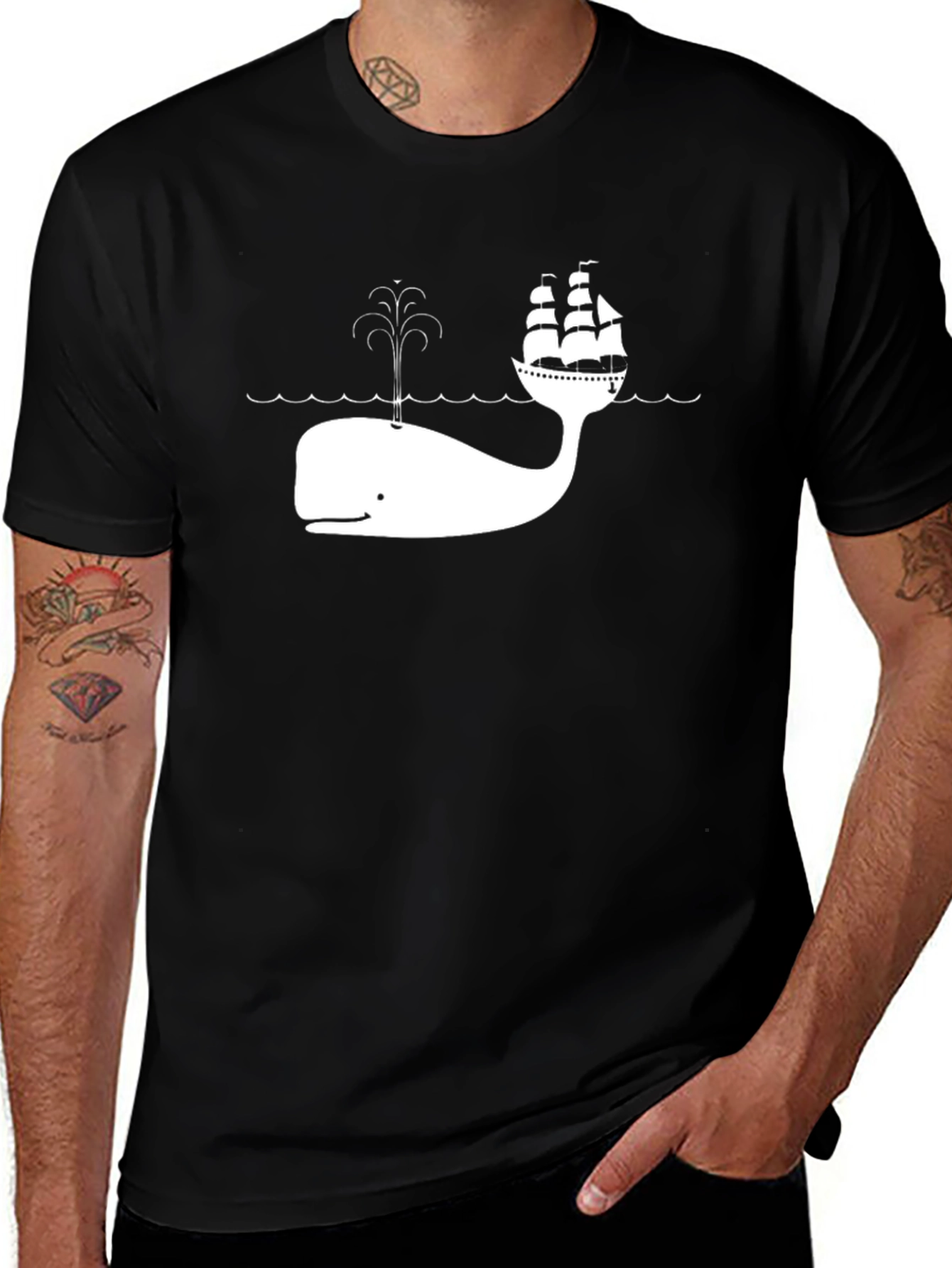 Variant 2 of Whale Ship Graphic Tee - Unique Design, Comfortable Fit