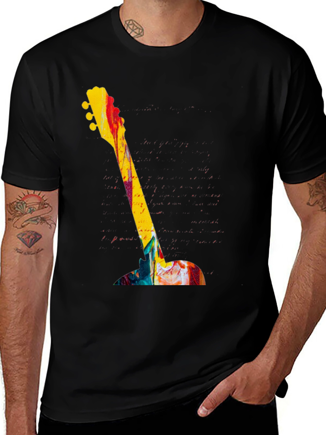 Variant 30 of Abstract Guitar Graphic Tee - Bold Artistic Design