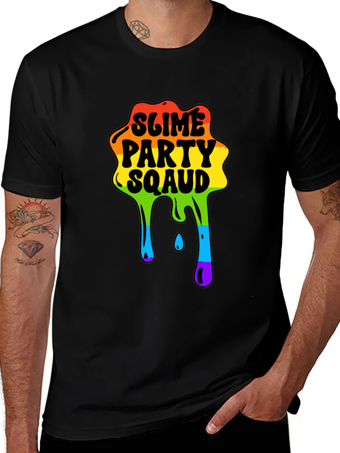 Variant 12 of Slime Party Squad Tee Rainbow Drip Graphic