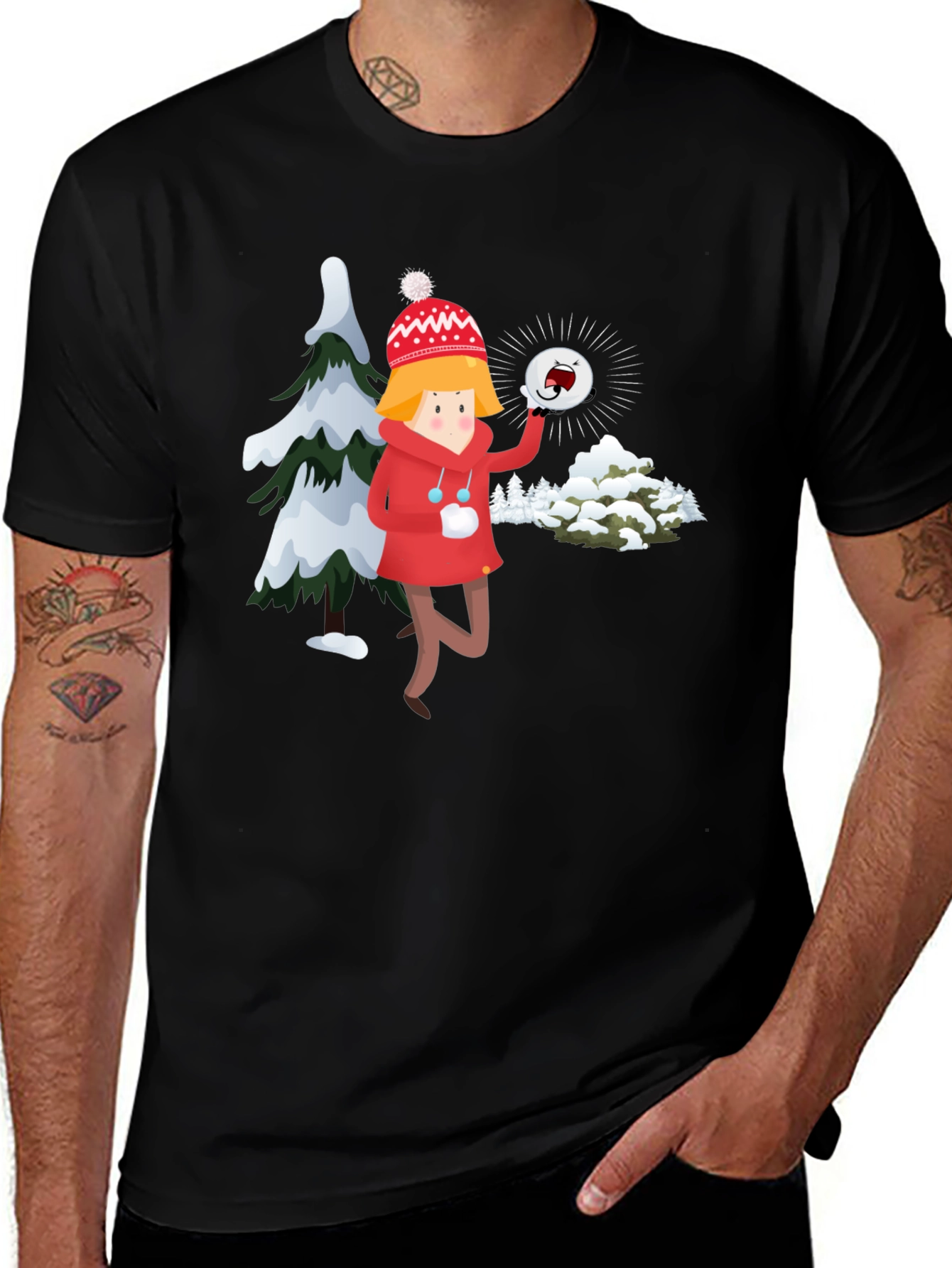 Variant 16 of Winter Fun Graphic T-Shirt - Black