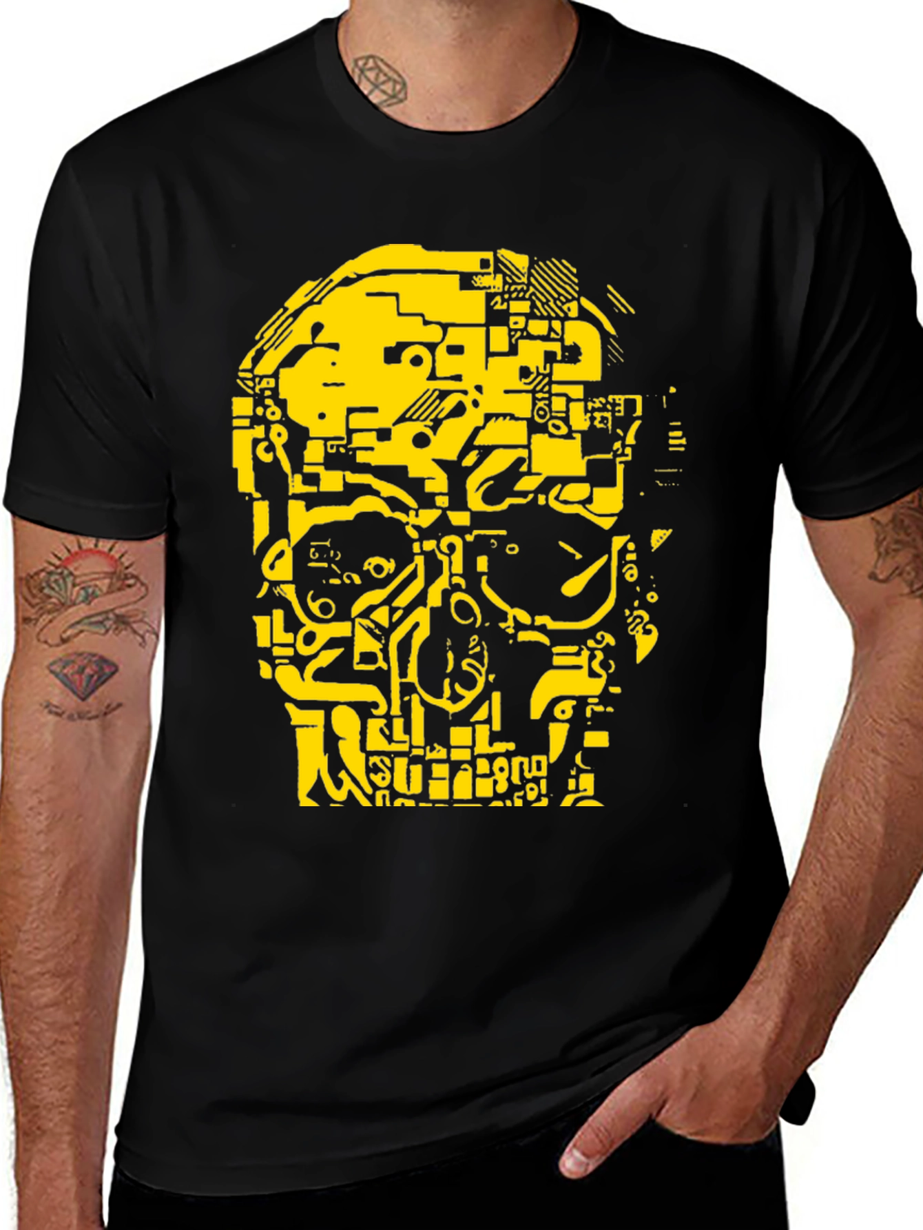 Variant 11 of Skull Tech T-Shirt - Cyberpunk Style