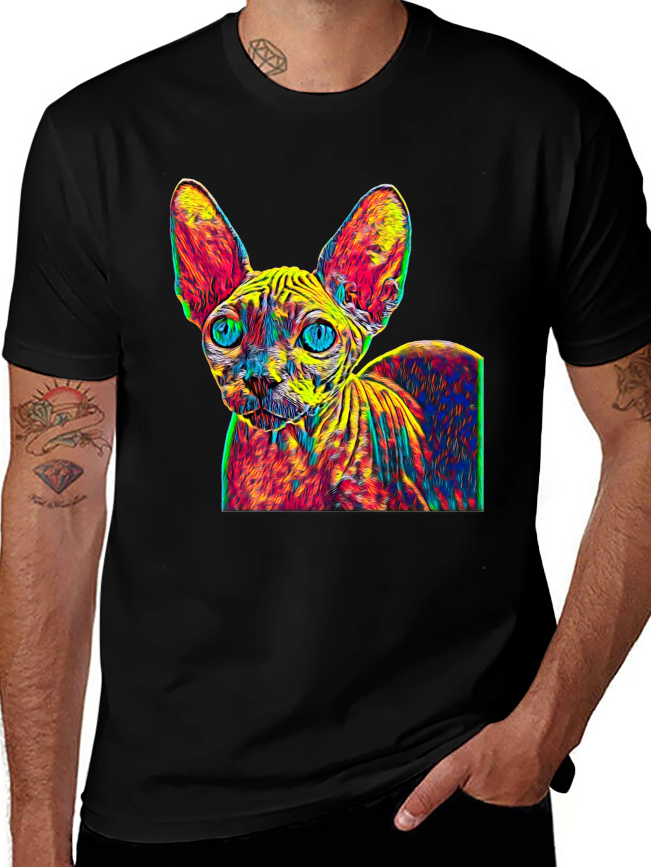 Variant 27 of Psychedelic Sphynx Cat Graphic Tee - Unique Design!
