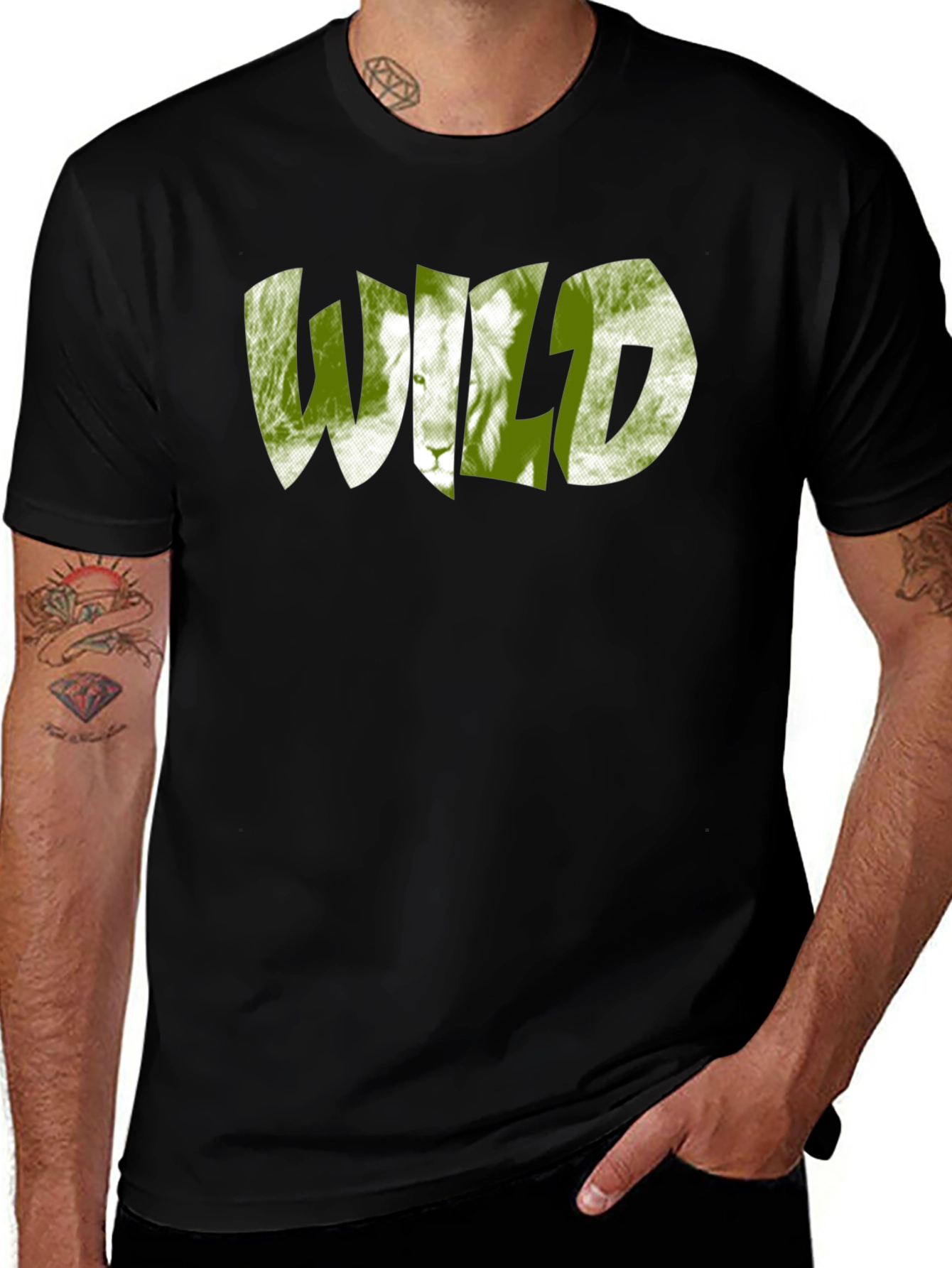 Variant 9 of Men's Black Wild Graphic Print Tee Shirt