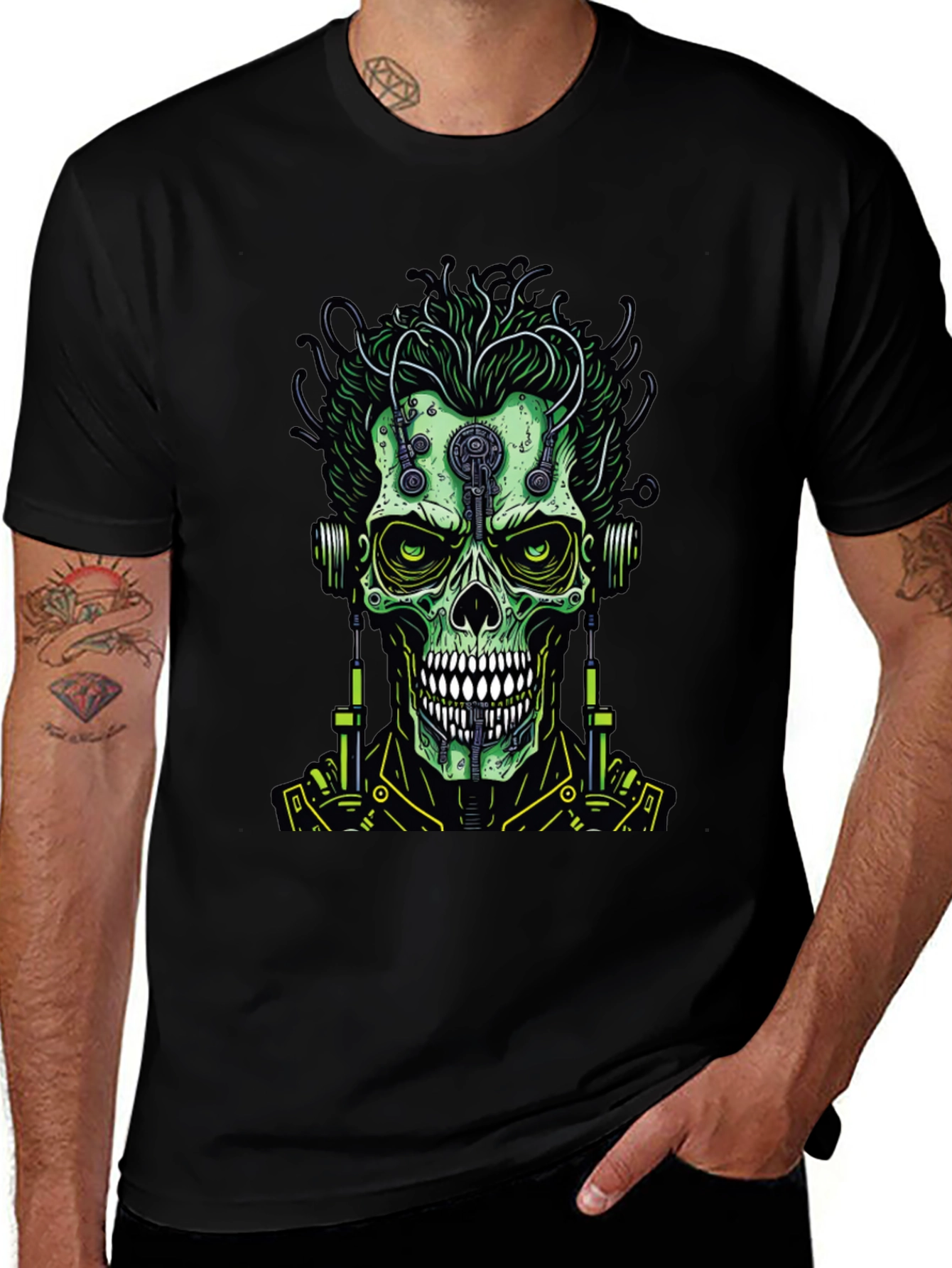 Variant 11 of Cyberpunk Skull T-Shirt - Edgy Graphic Tee