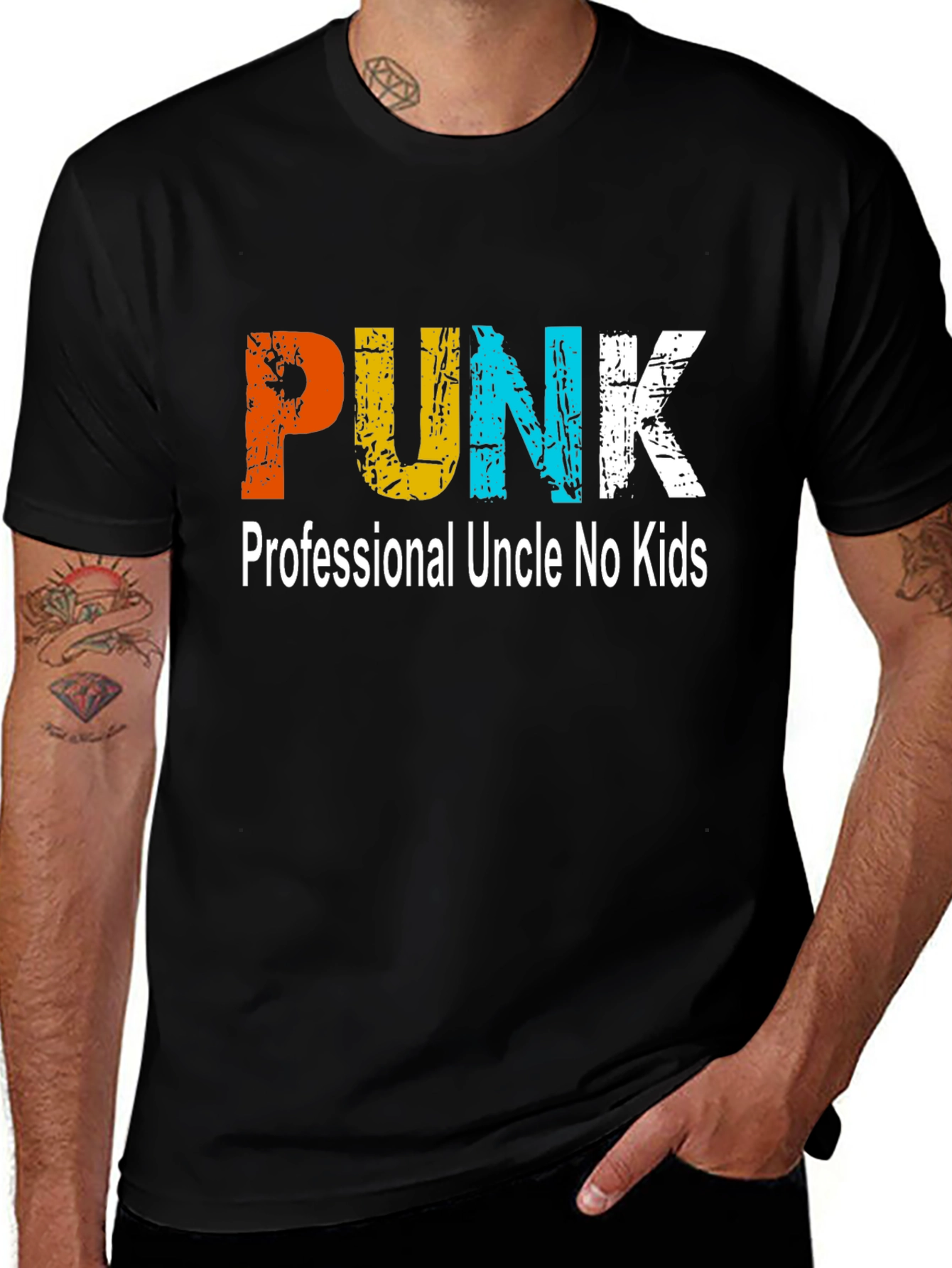 Variant 27 of PUNK Uncle Graphic T-Shirt - Black Cotton Tee