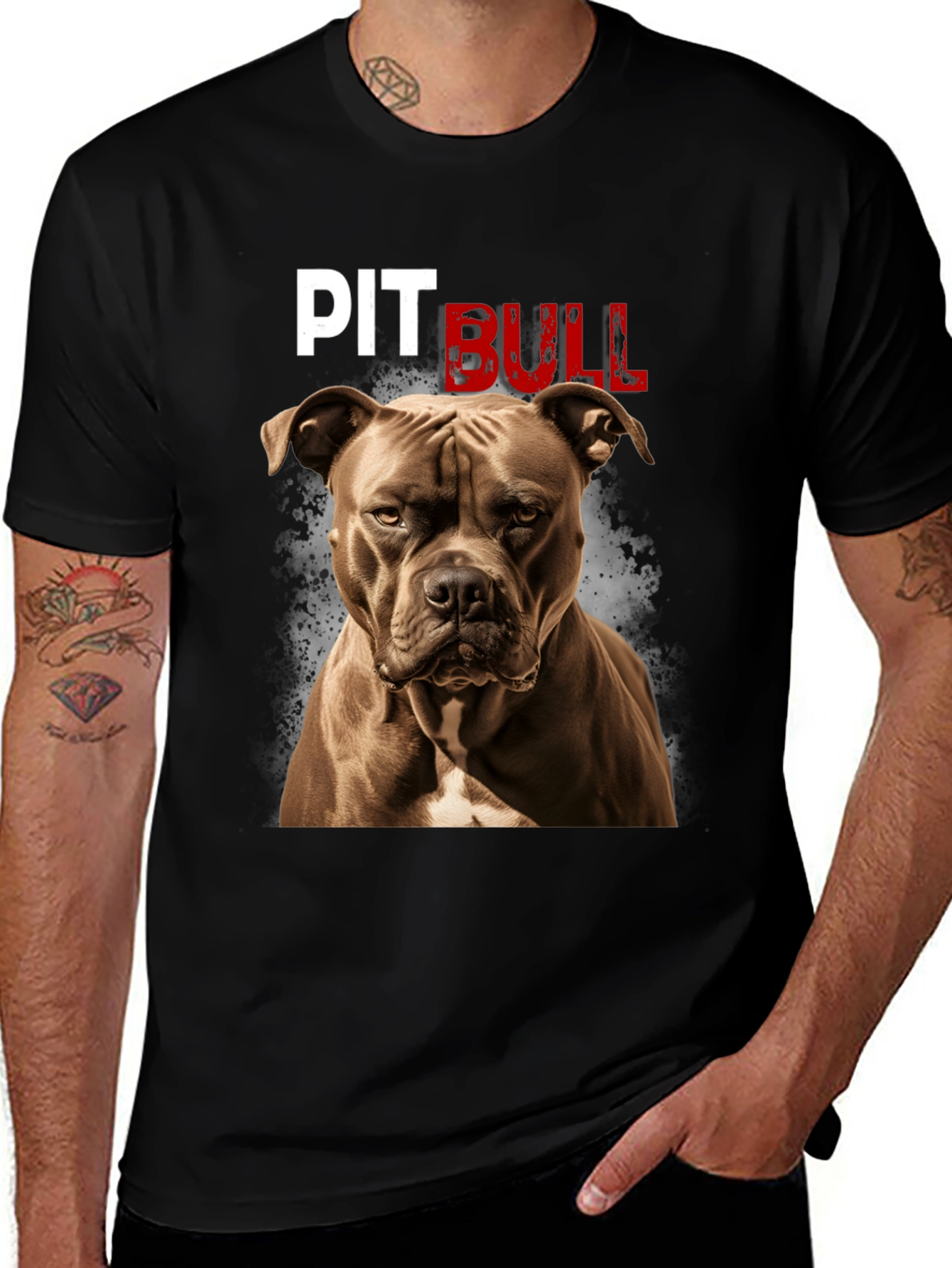 Variant 3 of Pit Bull Dog Graphic T-Shirt - Crew Neck