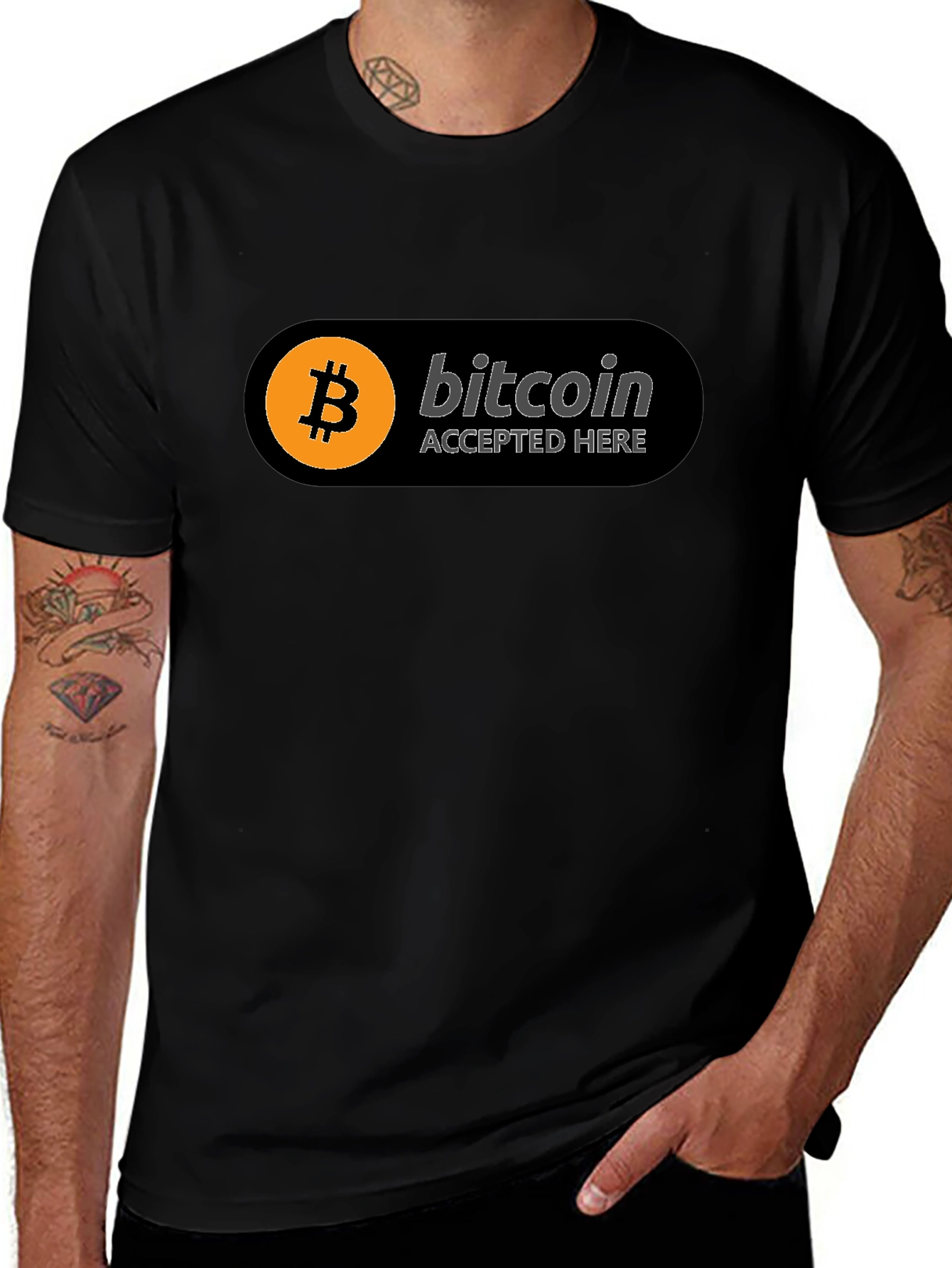 Variant 28 of Bitcoin Accepted Here Black T-Shirt