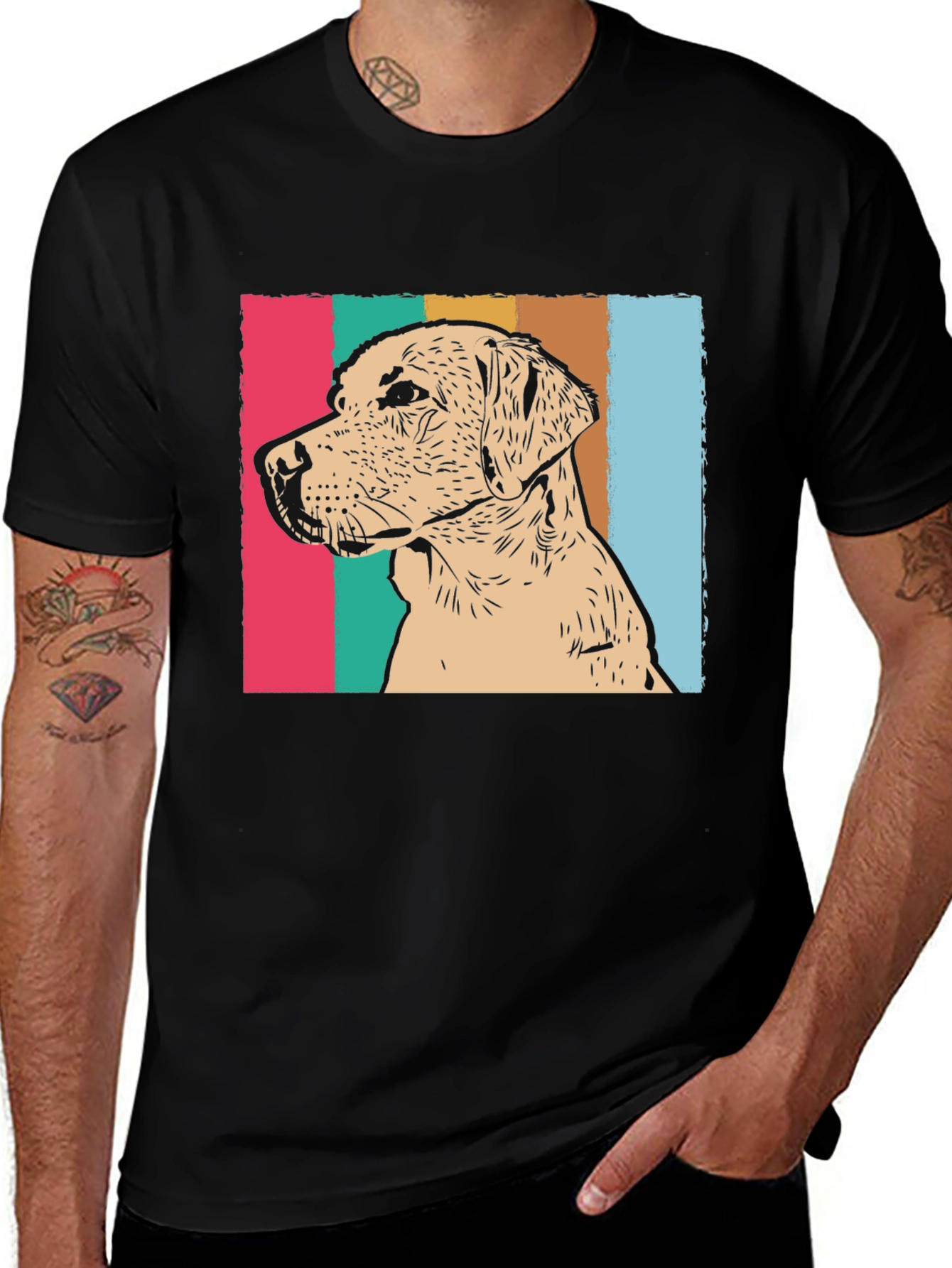 Variant 26 of Retro Dog Graphic T-Shirt - Unisex Black Tee