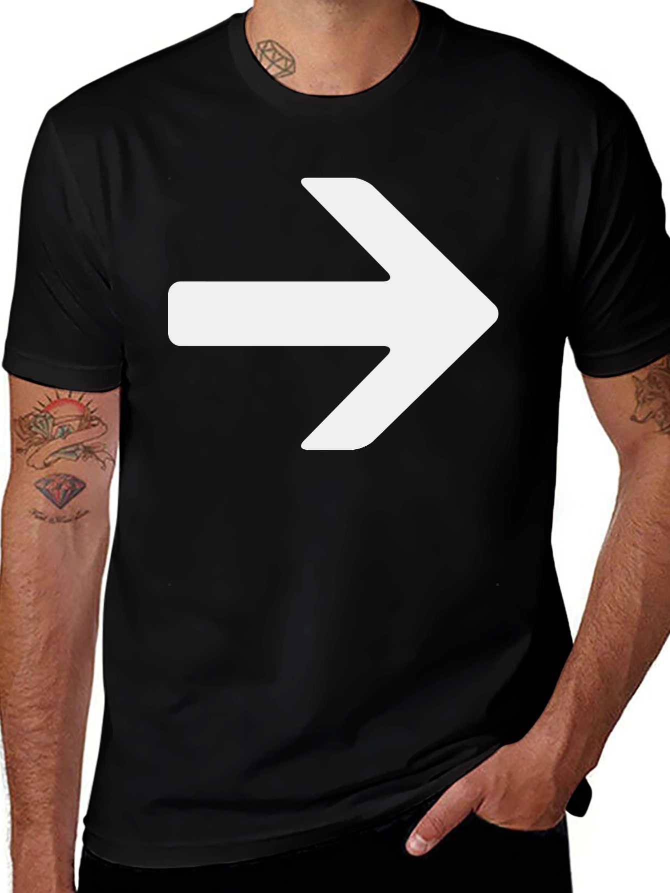 Variant 3 of Right Arrow Graphic T-Shirt - Black Cotton Tee