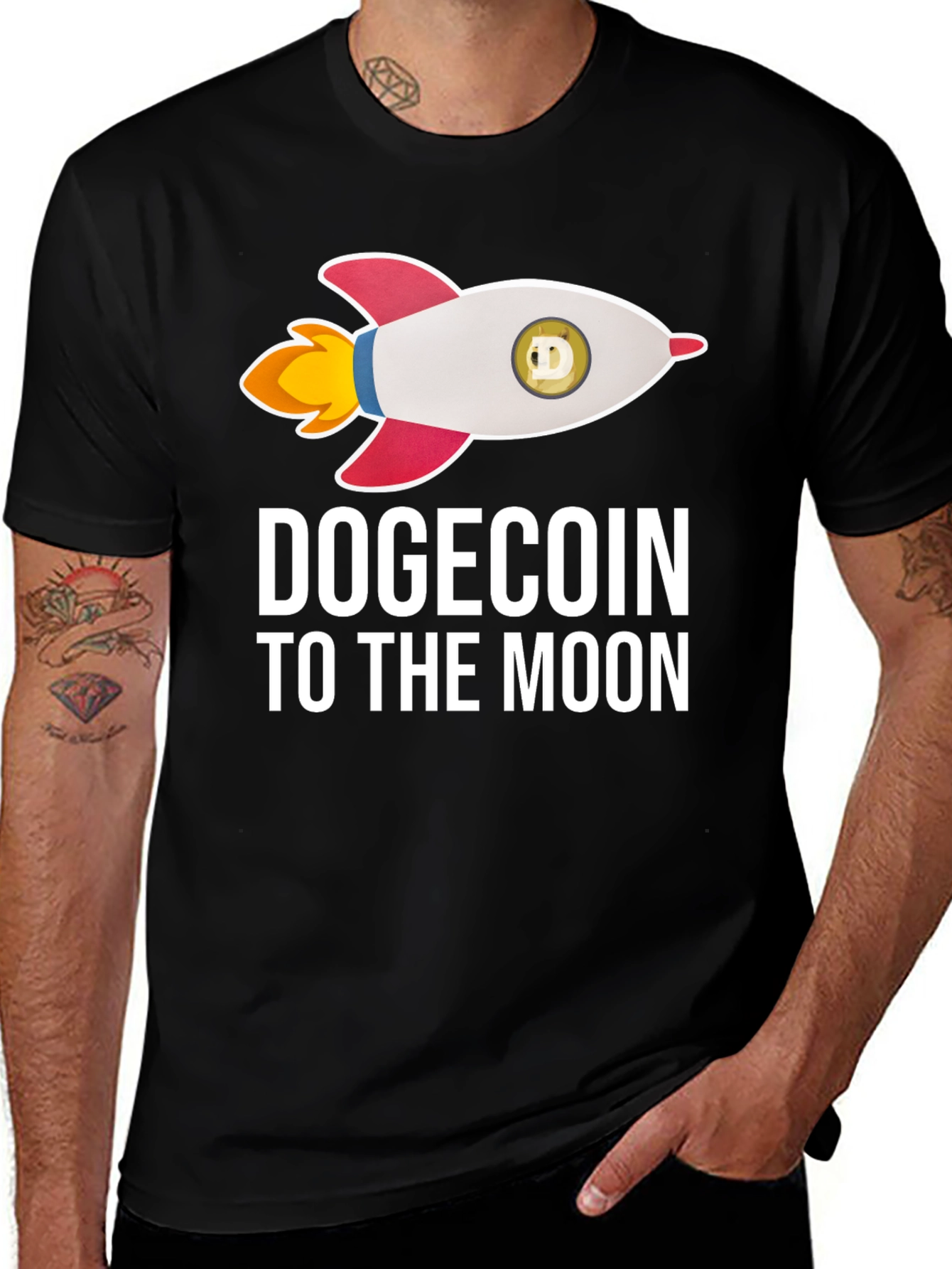 Variant 3 of Dogecoin To The Moon Black T-Shirt