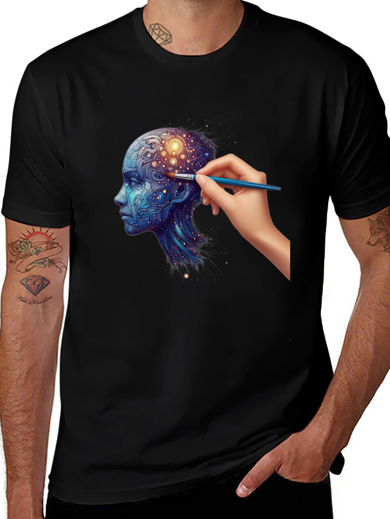 Variant 3 of Artistic Mind Black T-Shirt - Creative Brain Design