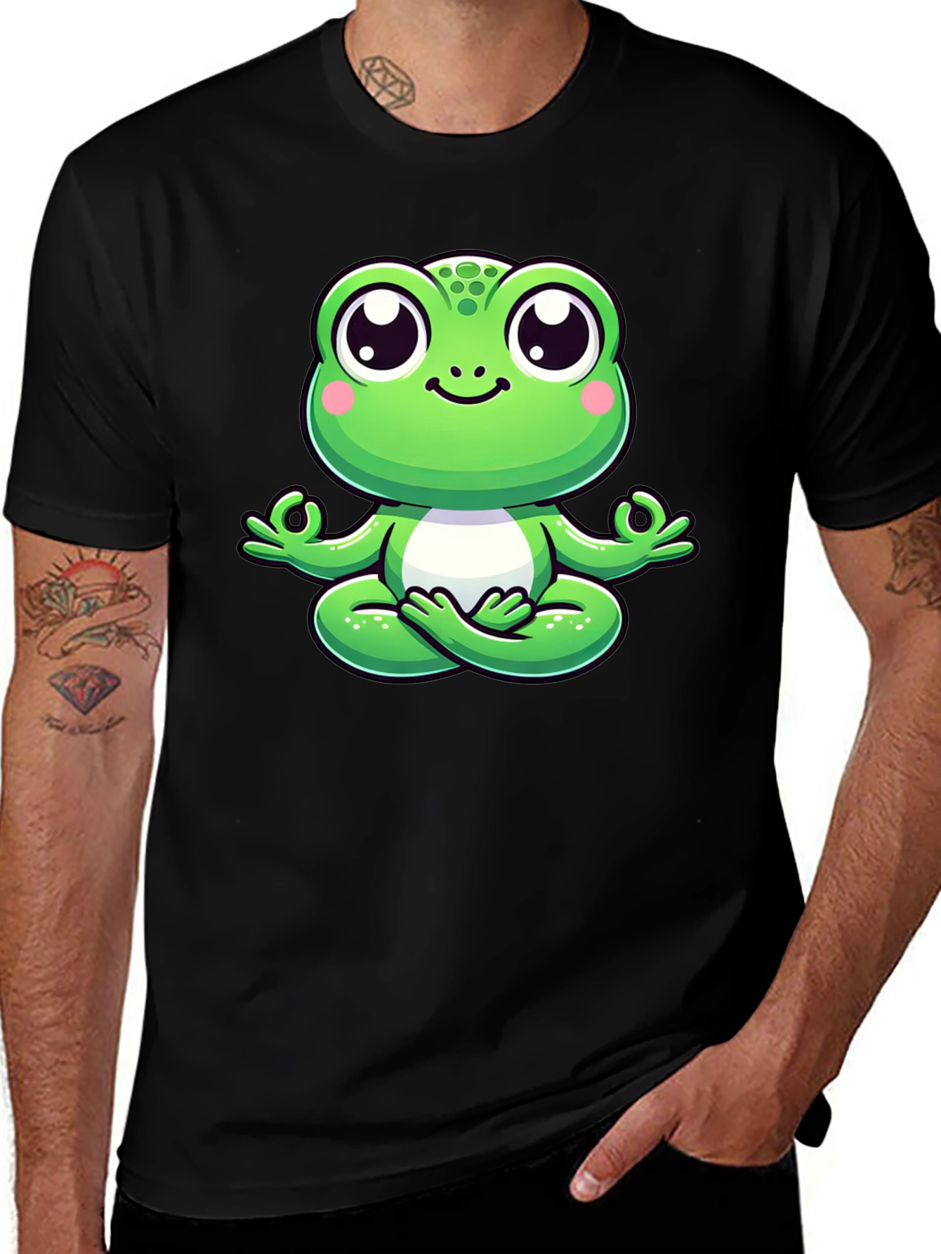 Variant 16 of Yoga Frog Black T-Shirt - Meditating Frog Graphic Tee