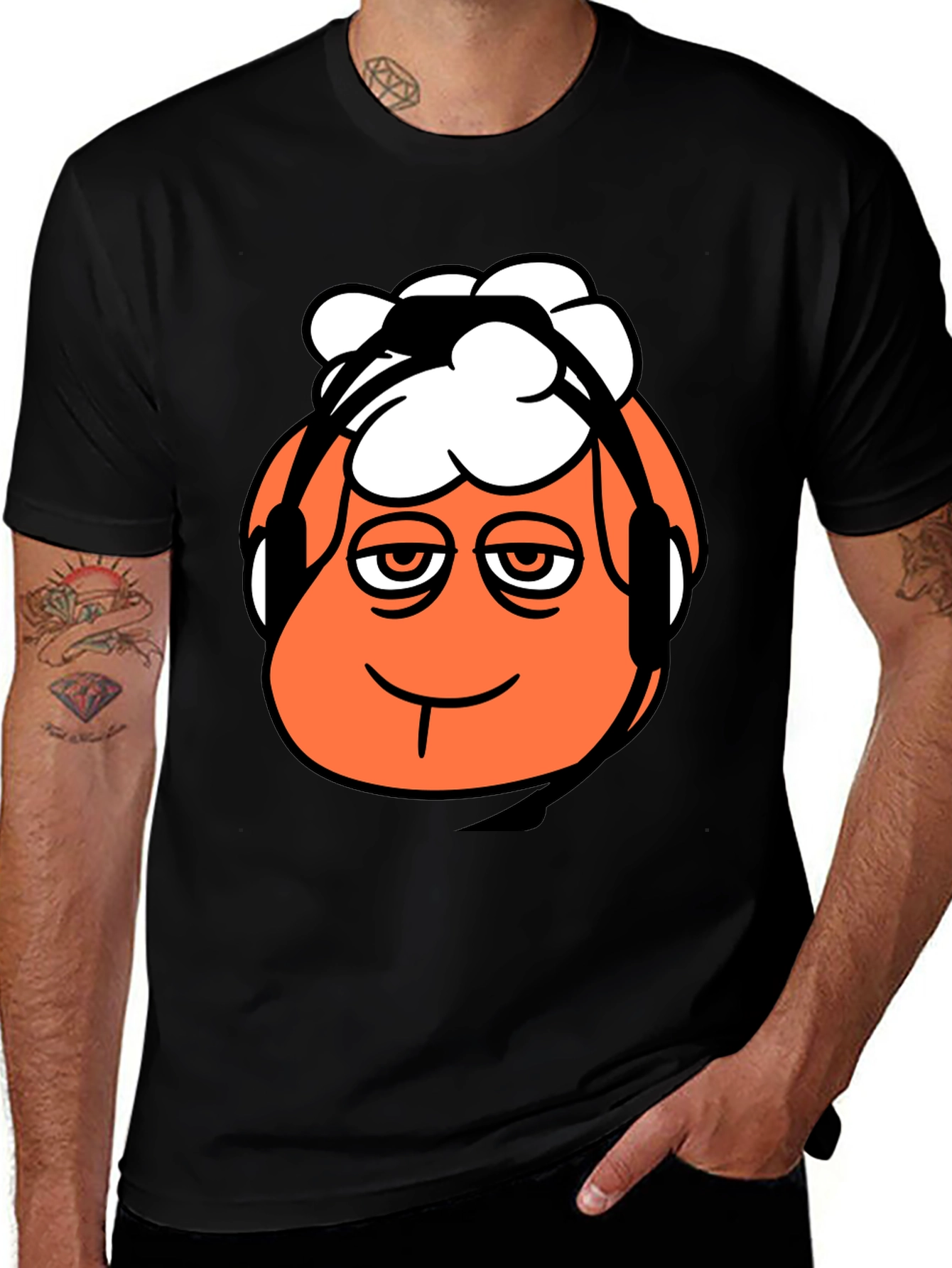 Variant 27 of Funky Sheep Graphic Tee - Black Cotton T-Shirt