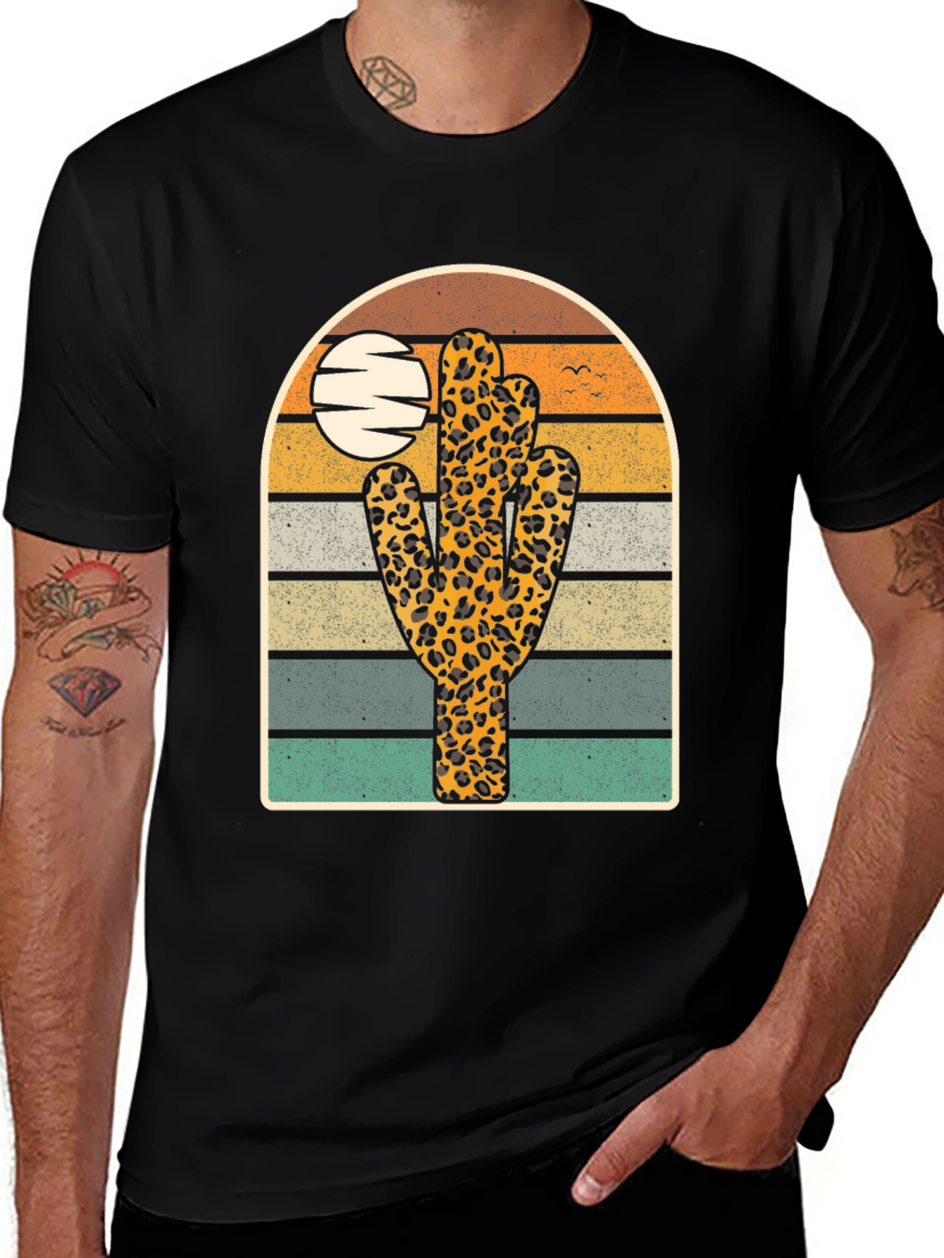 Variant 10 of Retro Leopard Cactus Graphic Tee