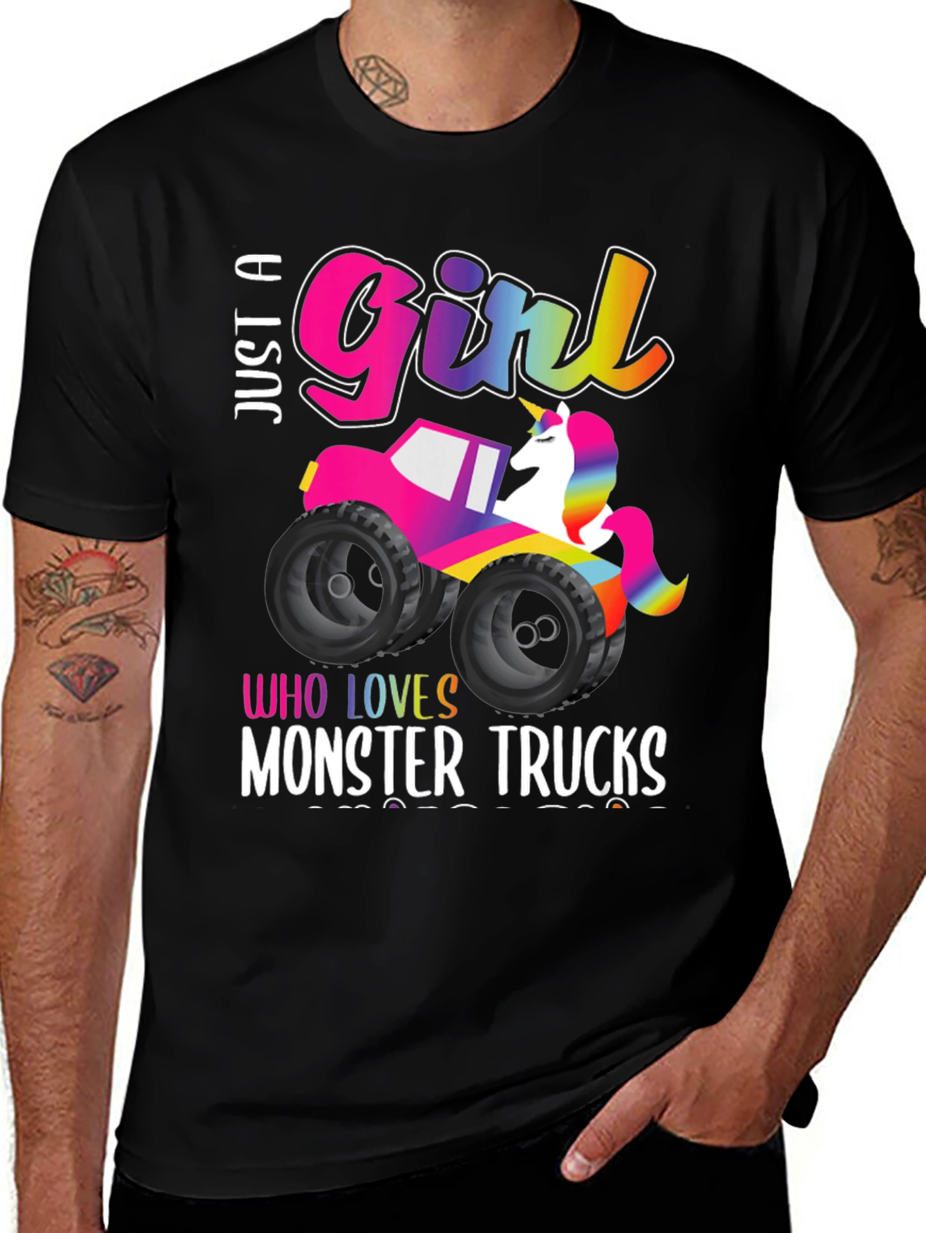 Variant 8 of Just a Girl Who Loves Monster Trucks Unicorn T-Shirt