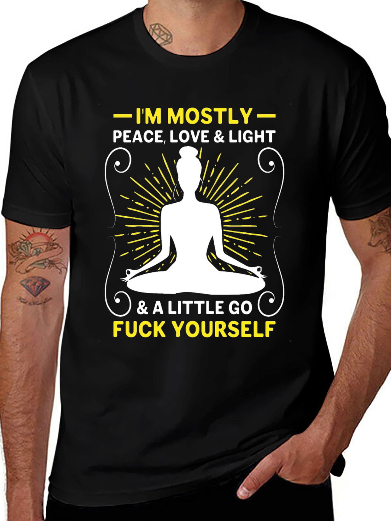 Variant 3 of Peace Love & Light T-Shirt - Funny Yoga Meditation Tee