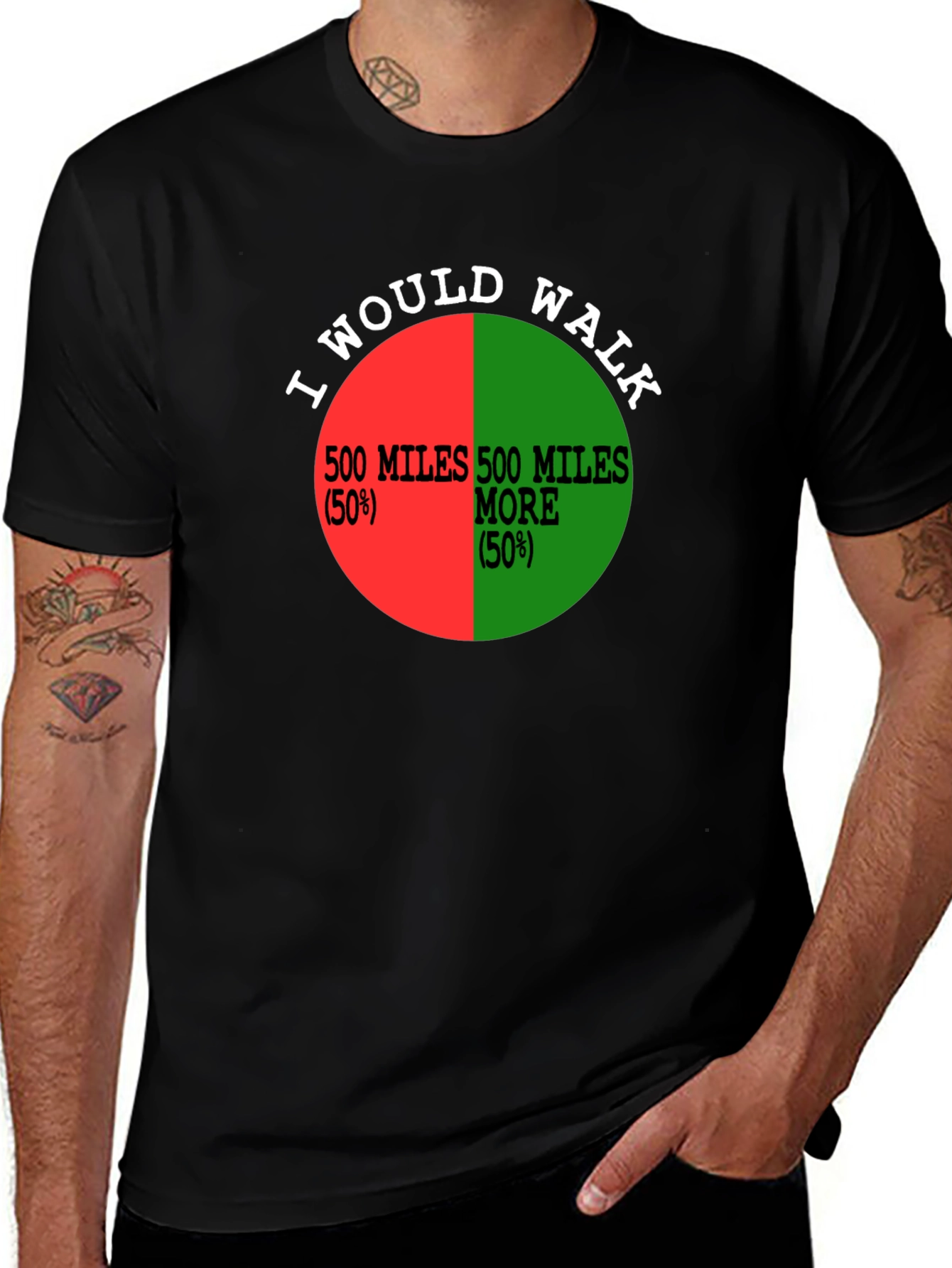 Variant 10 of I Would Walk 500 Miles Funny Pie Chart T-Shirt