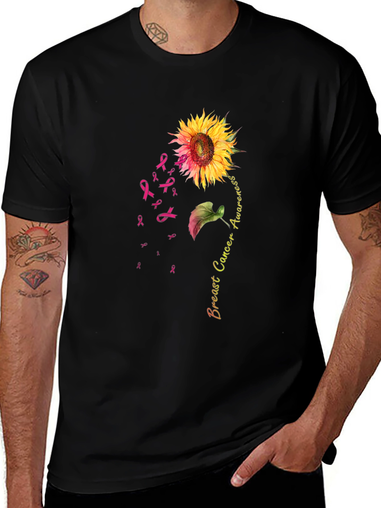 Variant 14 of Breast Cancer Awareness Sunflower T-Shirt