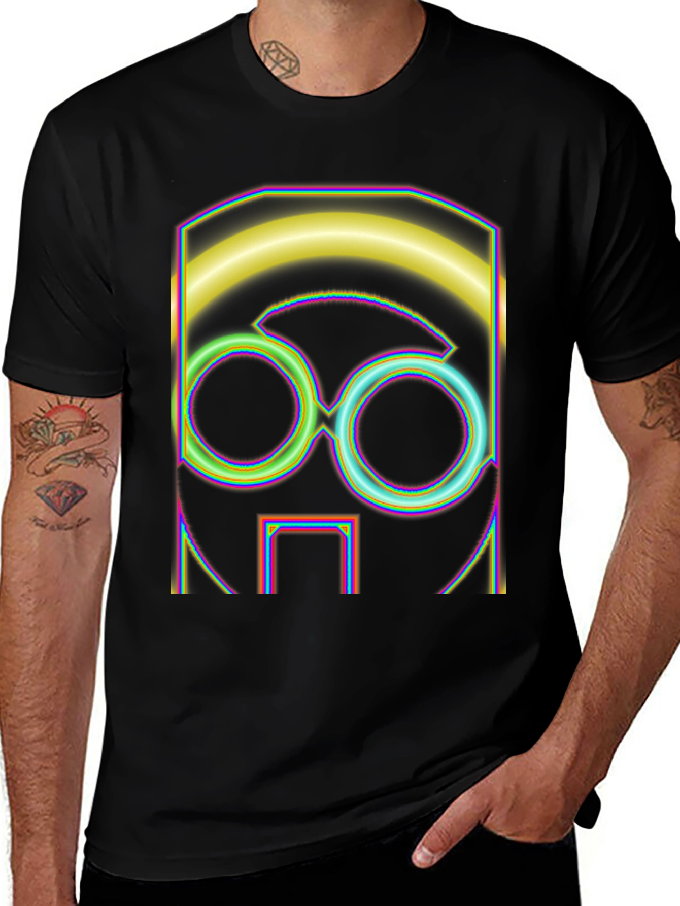Variant 9 of Neon Robot Face Graphic T-Shirt