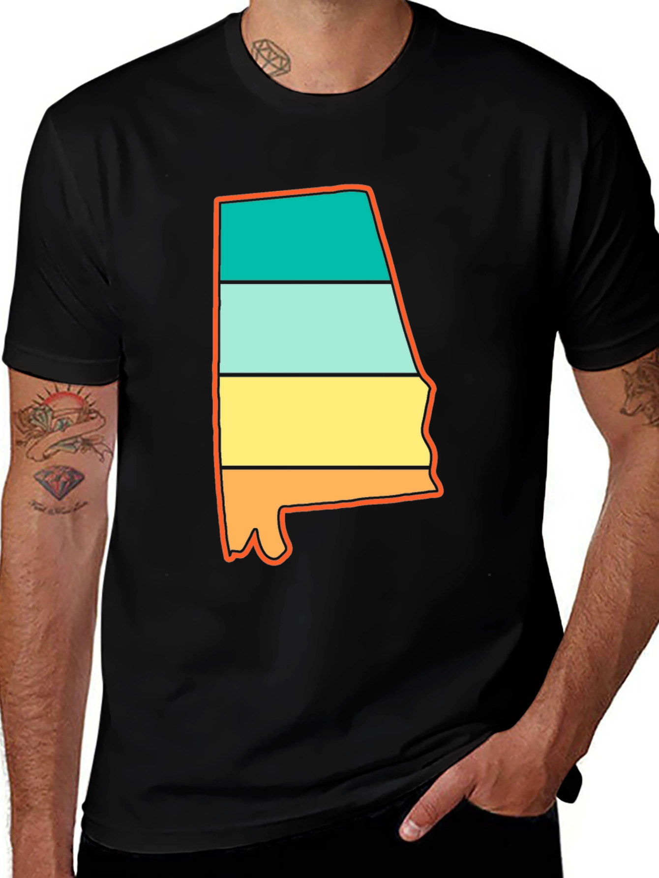 Alabama State Pride Tee - Retro Striped Design