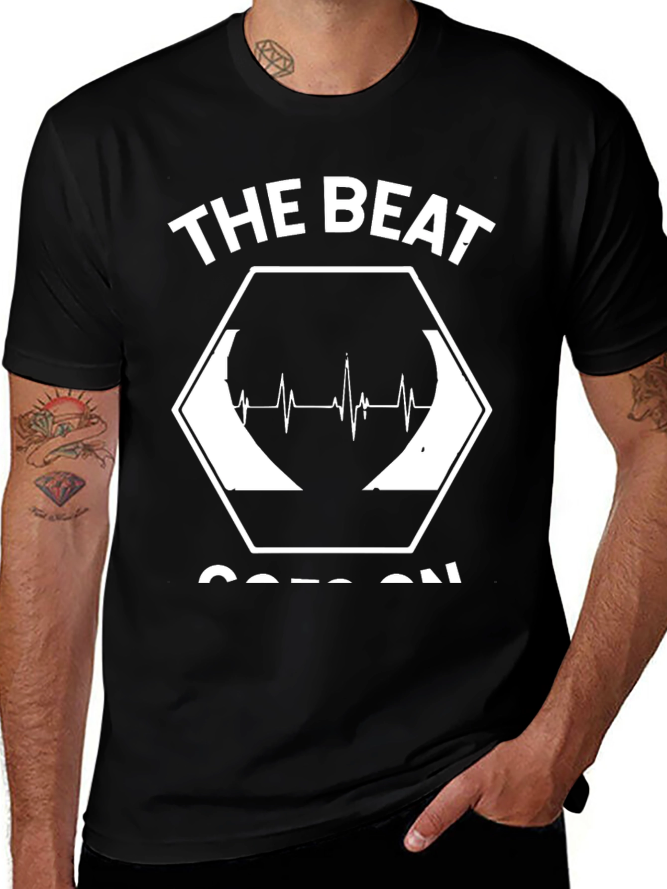 Variant 18 of The Beat Goes On Black Graphic Tee