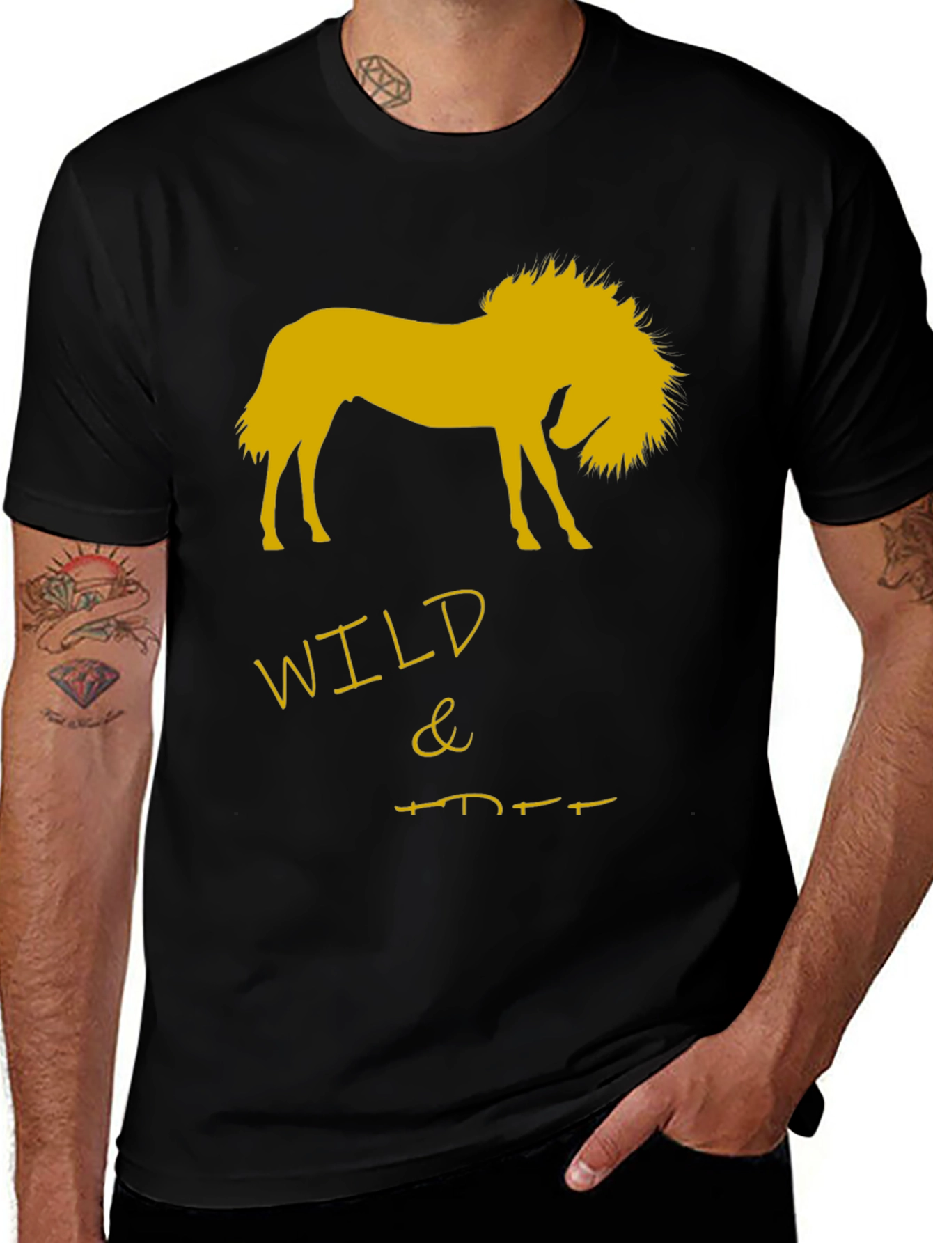 Variant 8 of Wild & Free Horse Graphic T-Shirt - Black