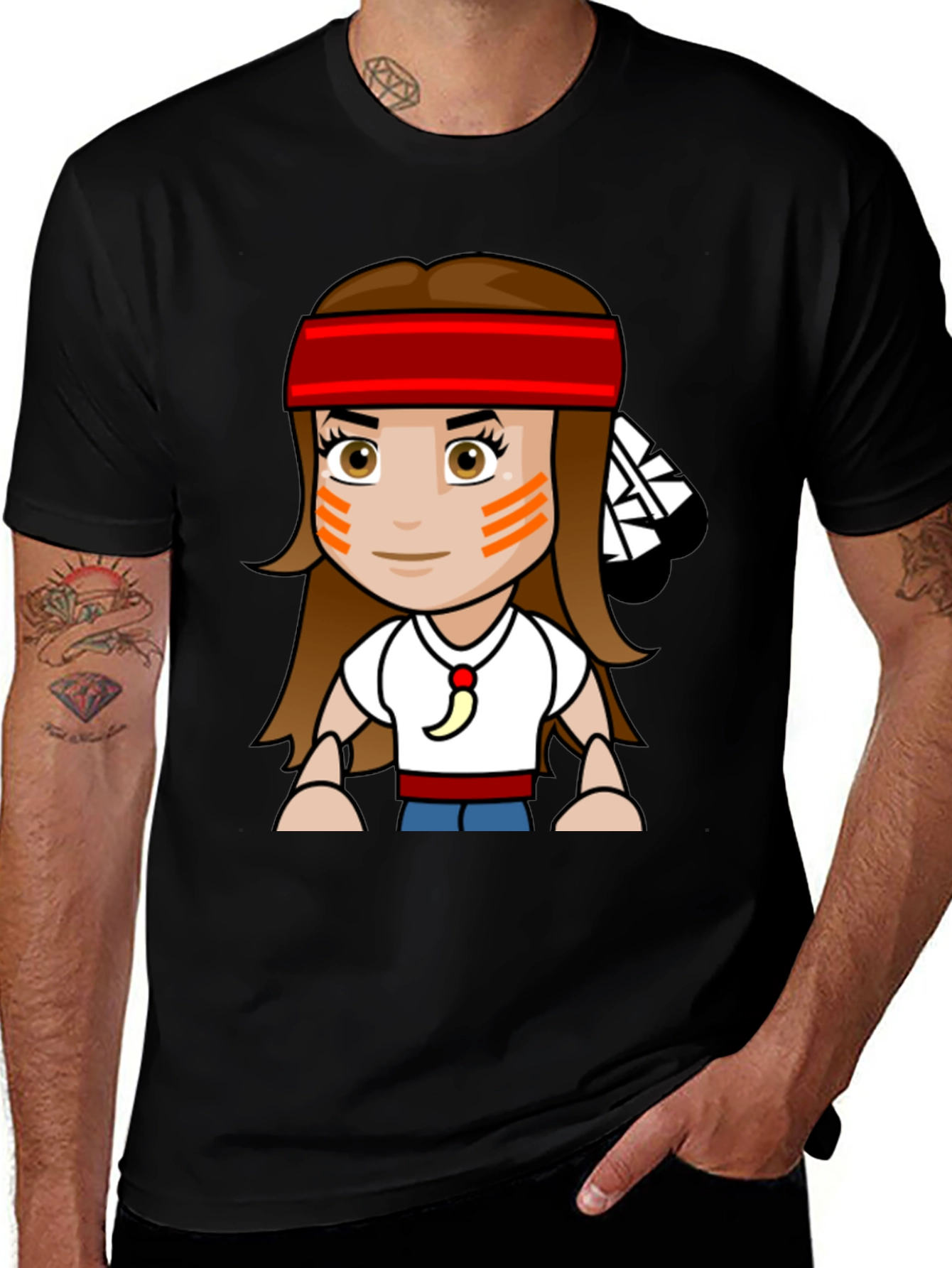 Variant 7 of Cartoon Native American Girl T-Shirt