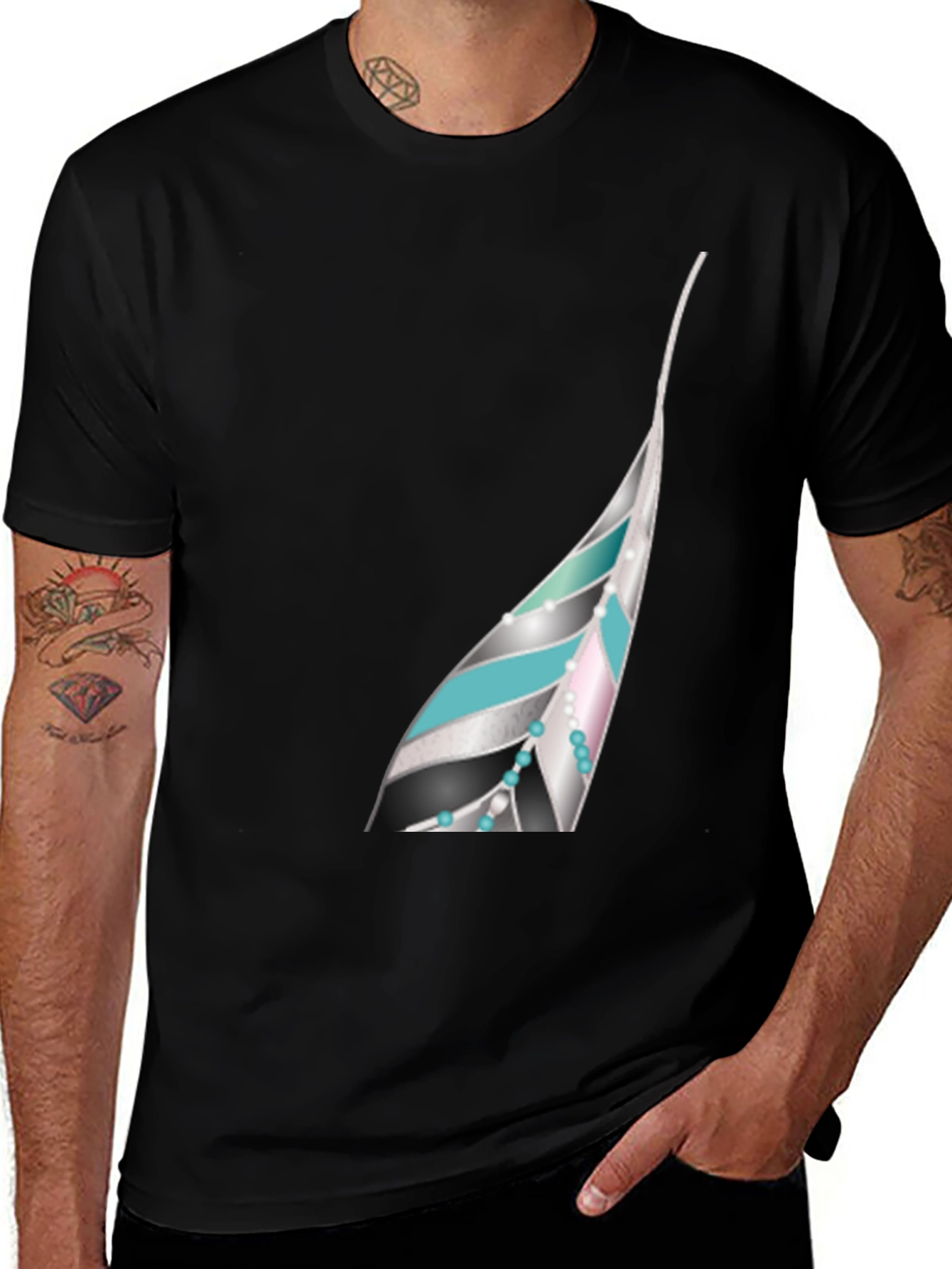 Variant 20 of Feather Graphic Black T-Shirt