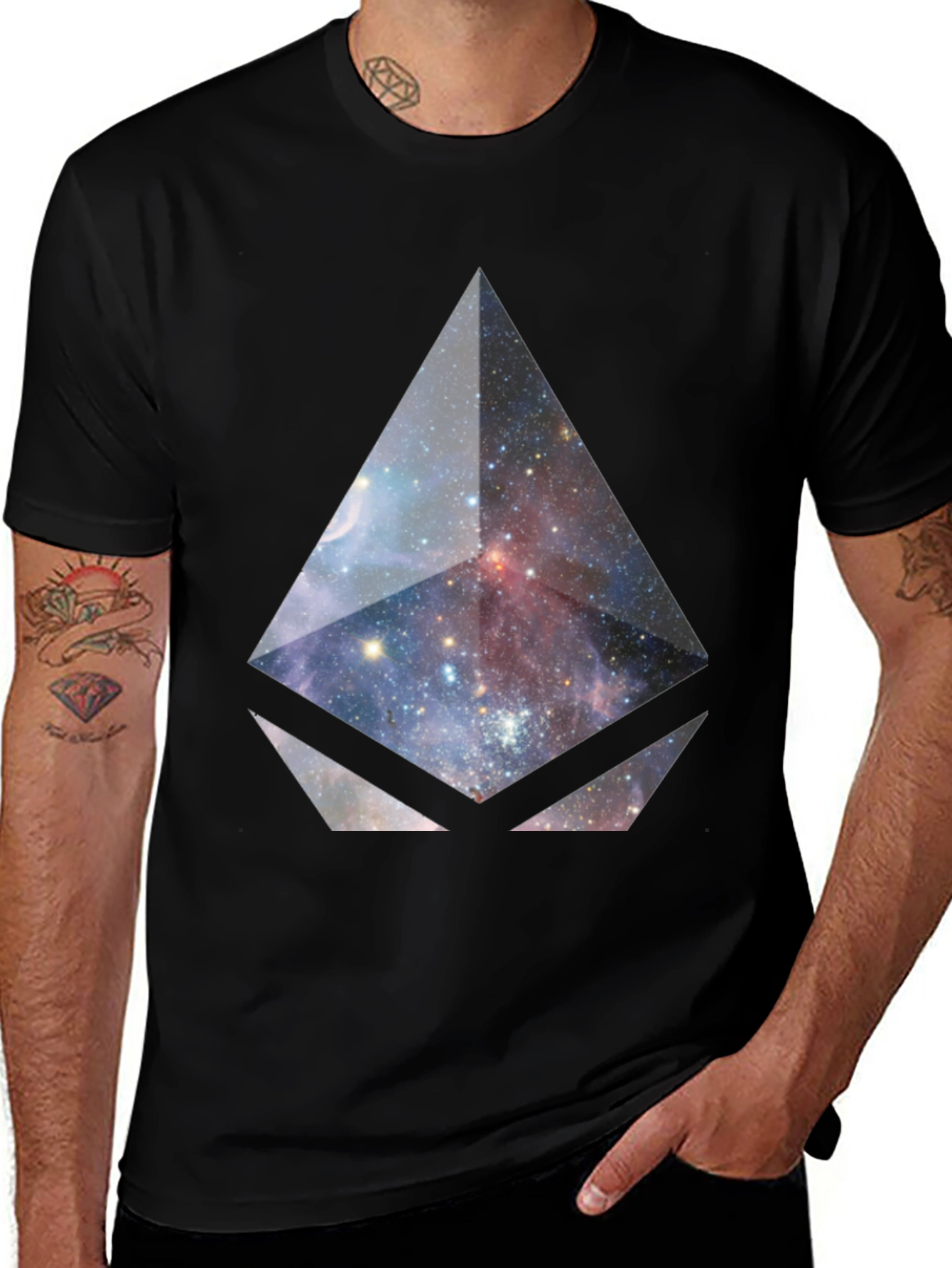 Variant 21 of Cosmic Diamond Graphic Tee - Stylish Black T-Shirt