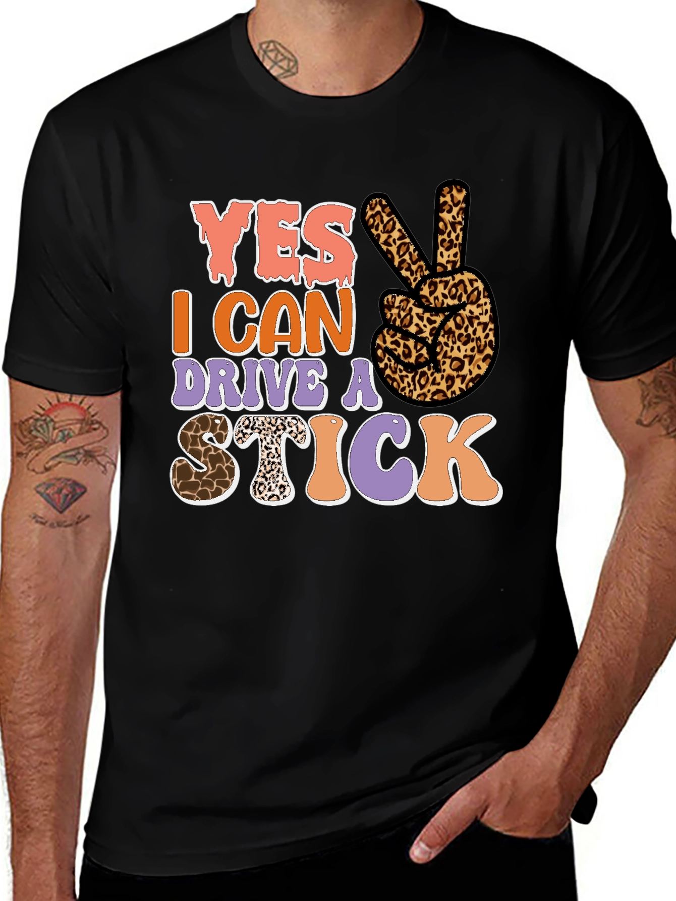 Variant 12 of Yes I Can Drive a Stick Leopard Print T-Shirt