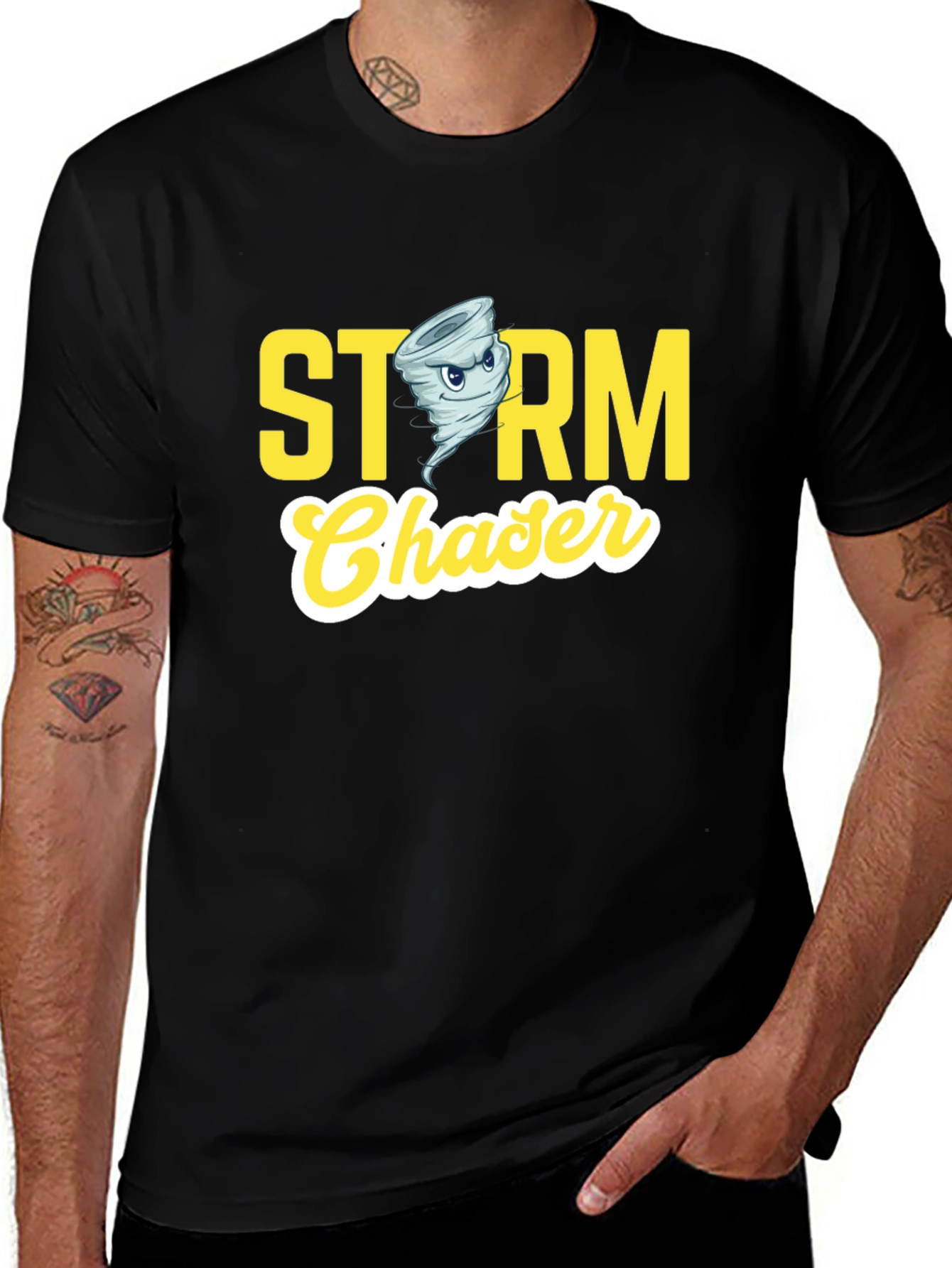 Variant 22 of Storm Chaser Graphic Tee - Black Cotton T-Shirt