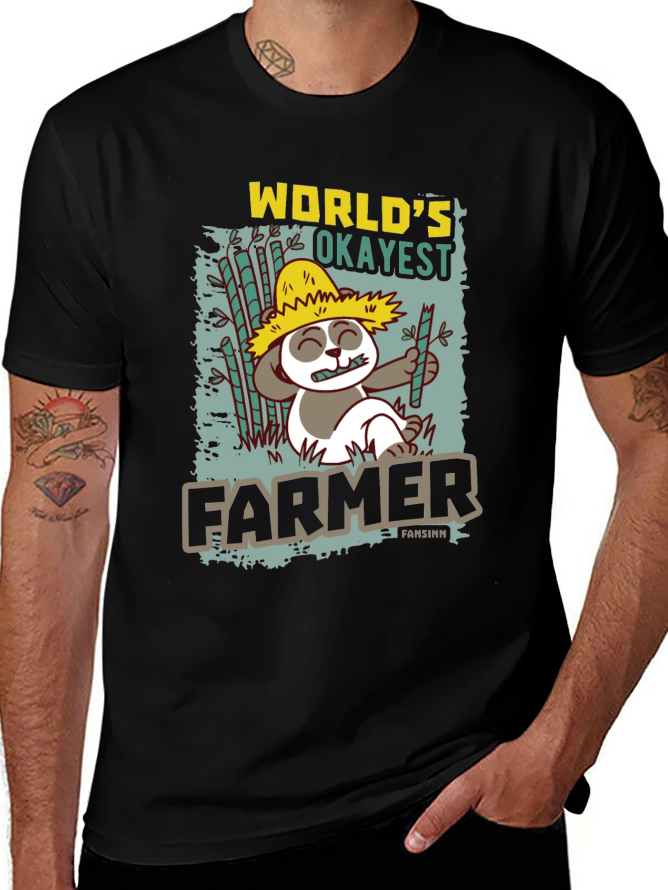 Variant 4 of World's Okayest Farmer Panda Graphic Tee