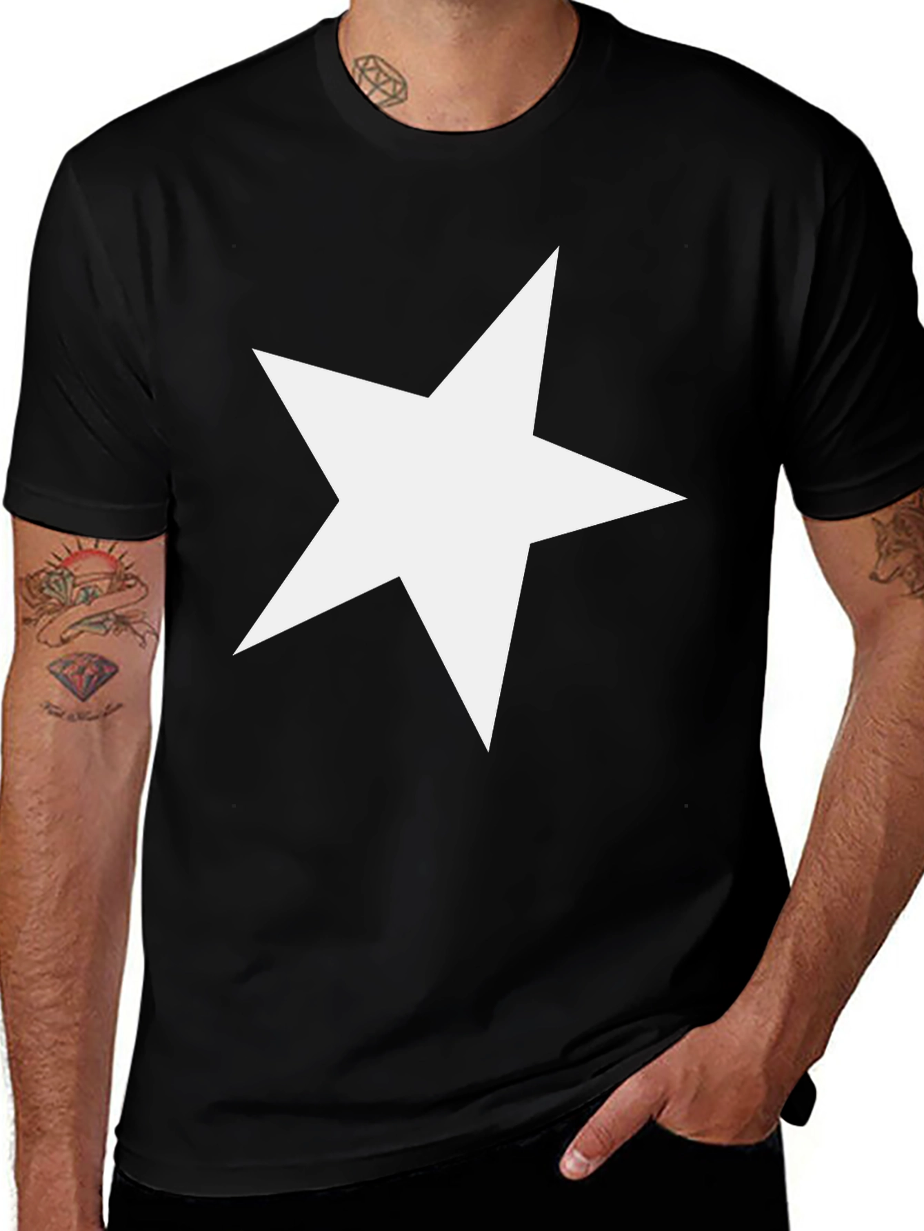Variant 17 of Bold Star Graphic Tee - Casual Black T-Shirt