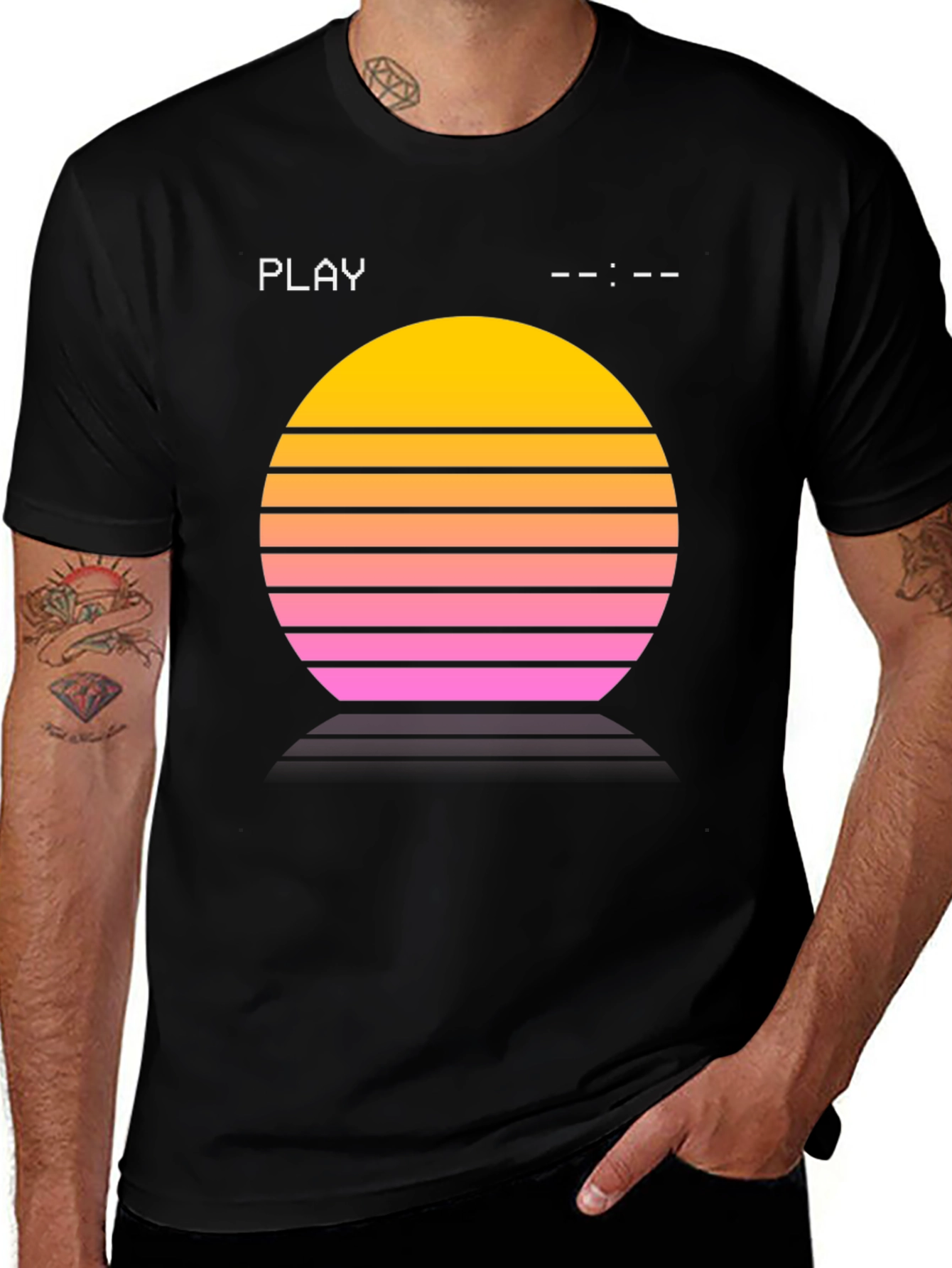 Variant 11 of Retro Sunset Tee - Synthwave Style