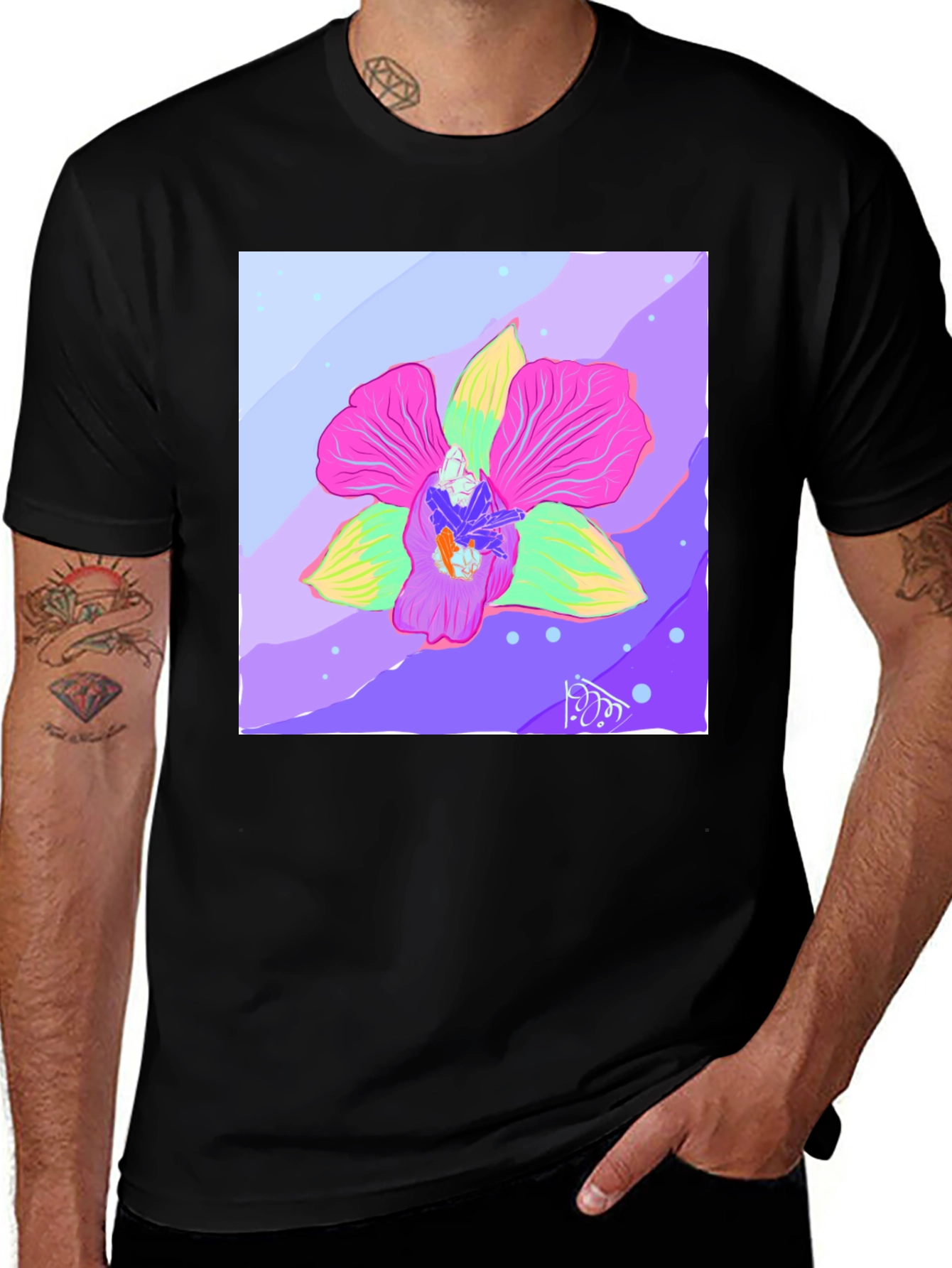 Variant 24 of Floral Print T-Shirt: Unique Art Tee