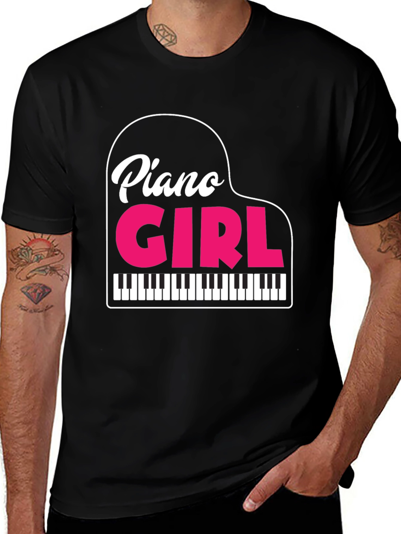 Variant 20 of Piano Girl Graphic T-Shirt - Musician Apparel