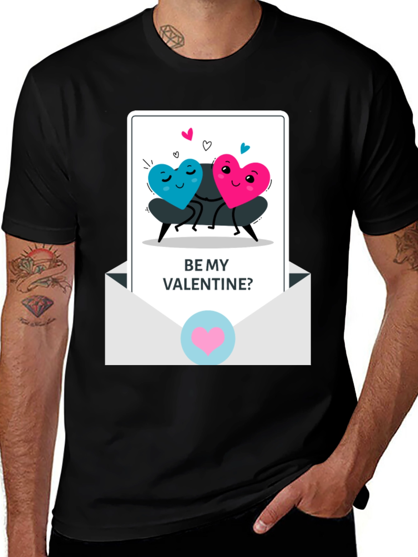 Variant 19 of Be My Valentine Heart Couple Graphic T-Shirt