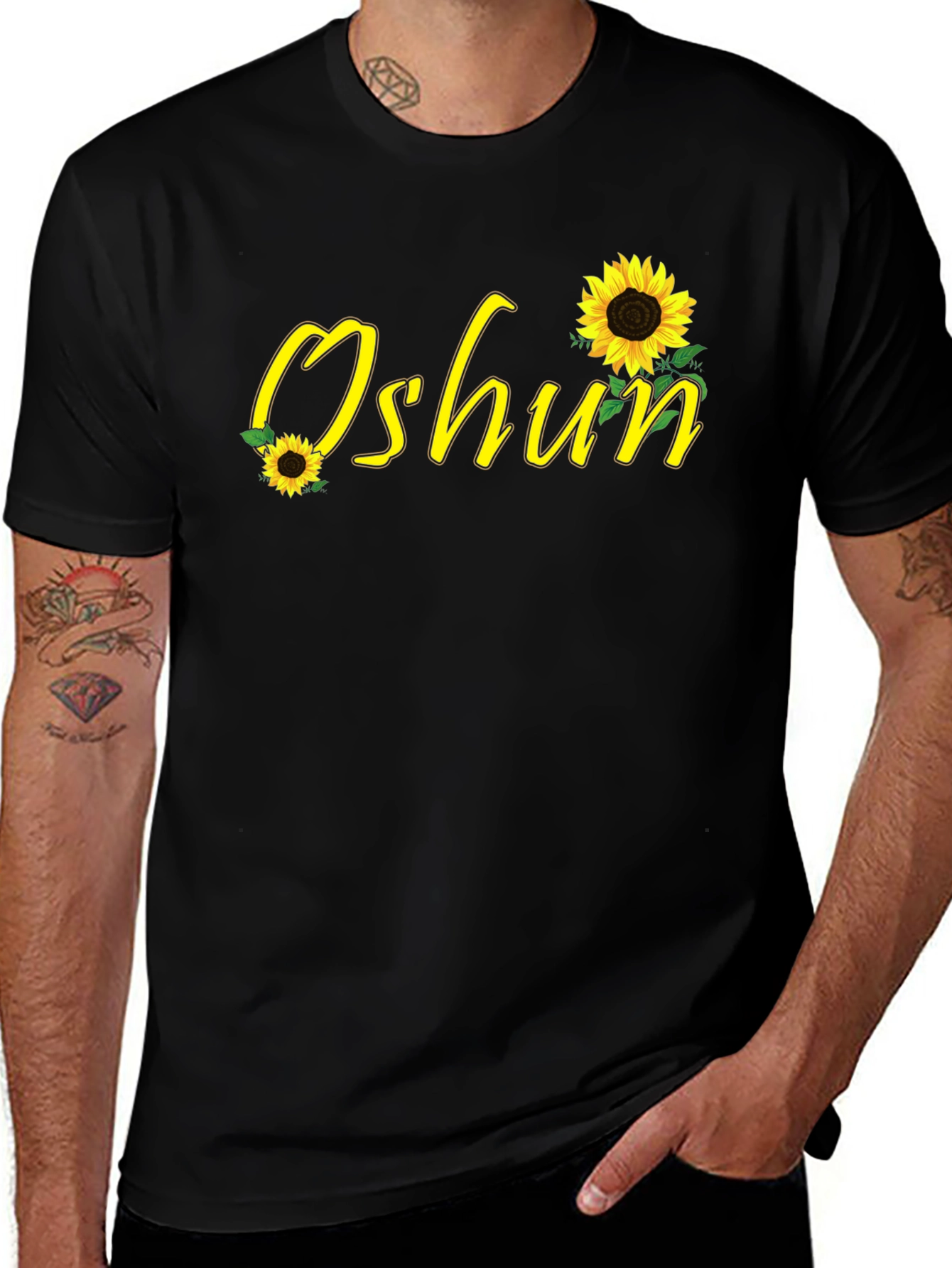 Variant 5 of Oshun Sunflower Graphic Black T-Shirt
