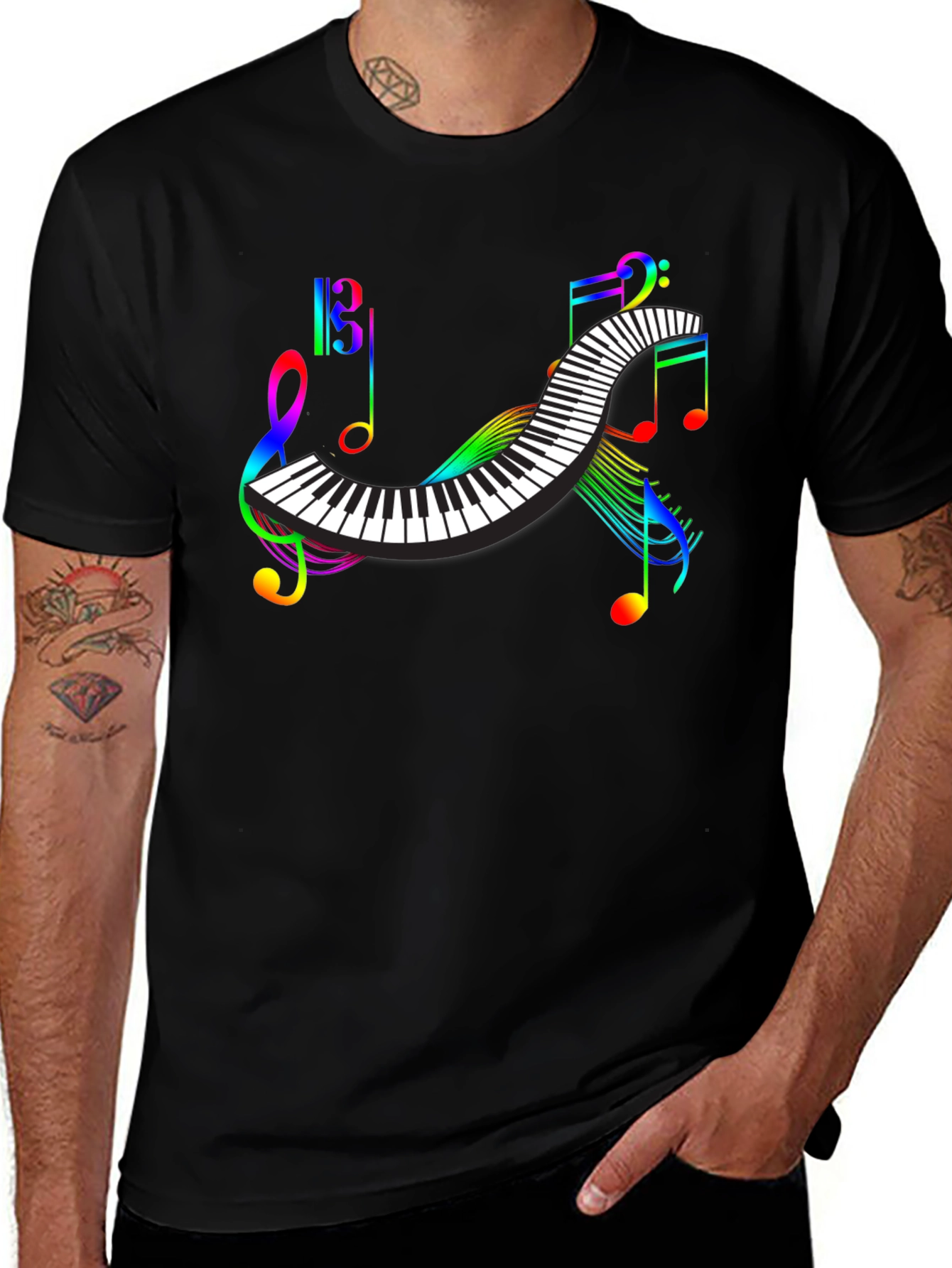 Variant 9 of Rainbow Music Notes Piano T-Shirt