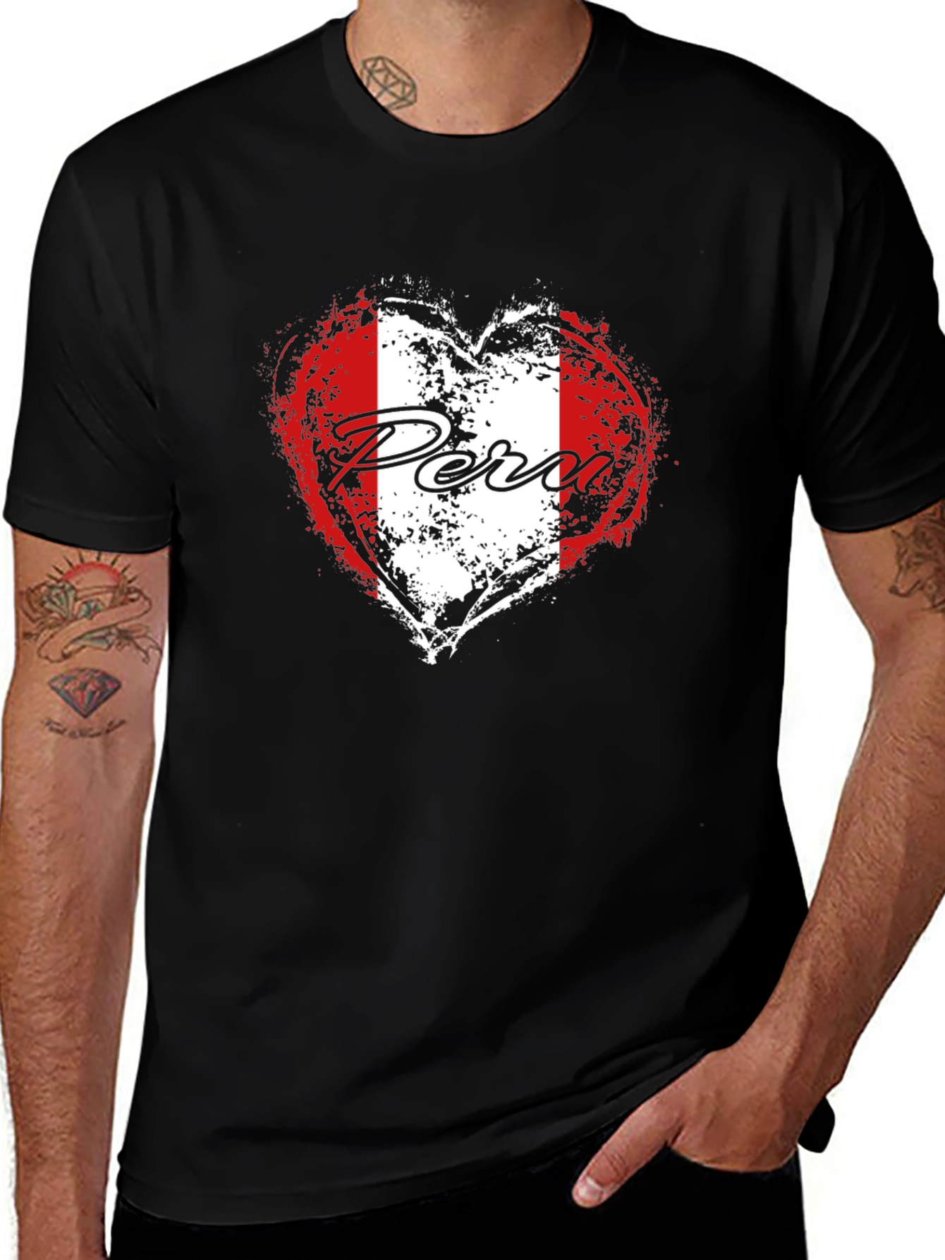 Peru Flag Heart T-Shirt - Patriotic Pride