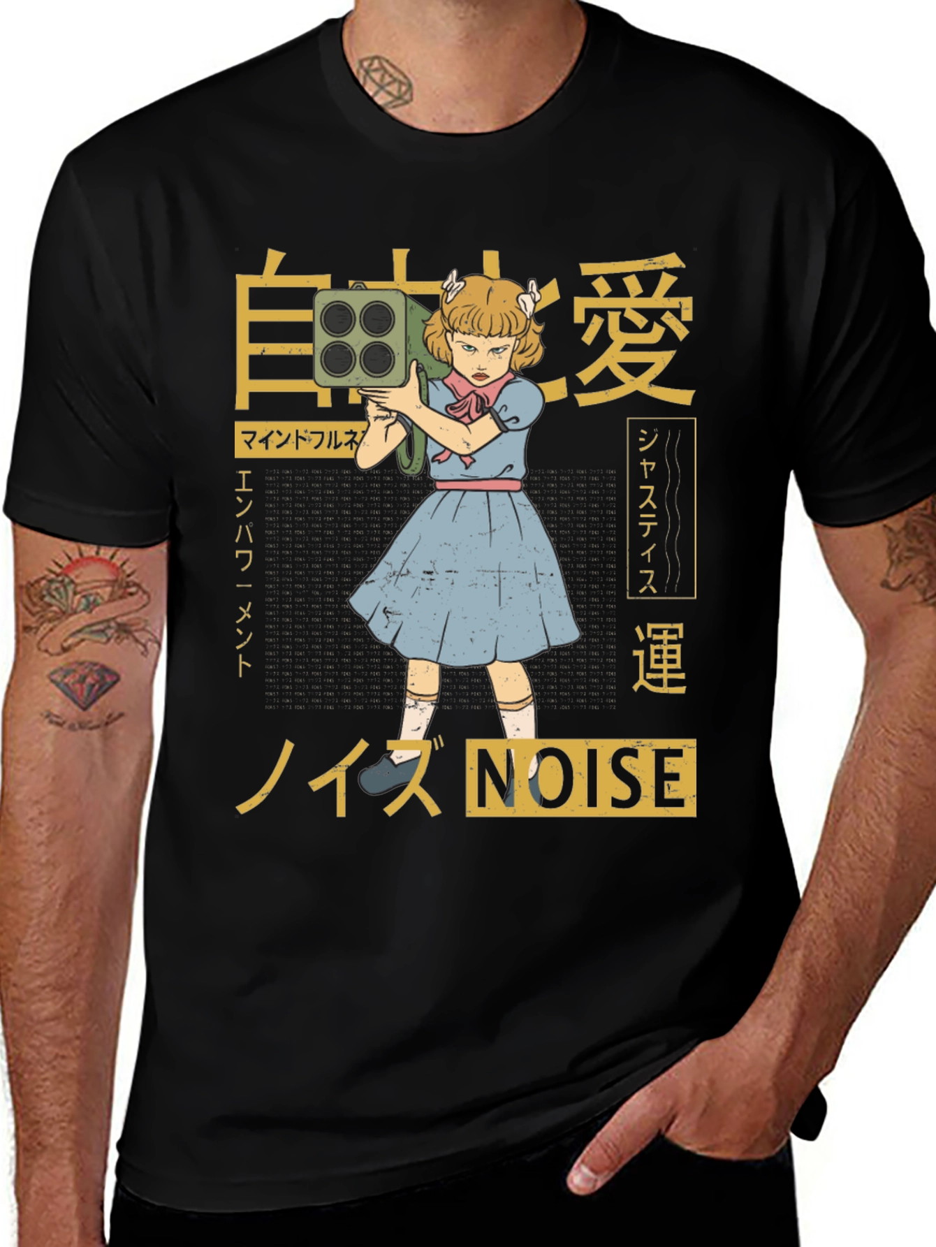 Edgy Anime Girl with Bazooka Graphic T-Shirt