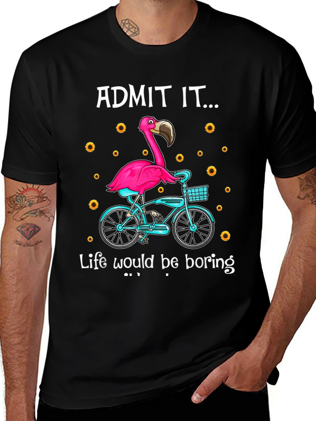 Variant 17 of Flamingo on Bike Graphic Tee - Admit It...Life Would Be Boring