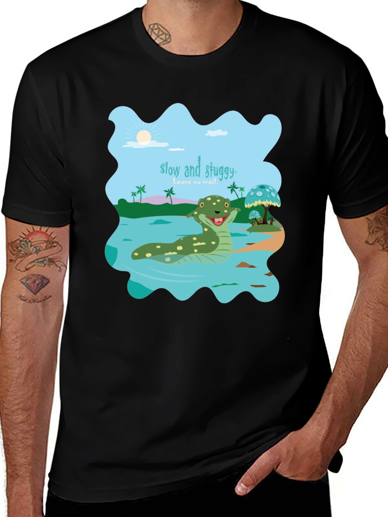 Variant 4 of Slow & Sluggy Tee - Funny Snake Cartoon Graphic