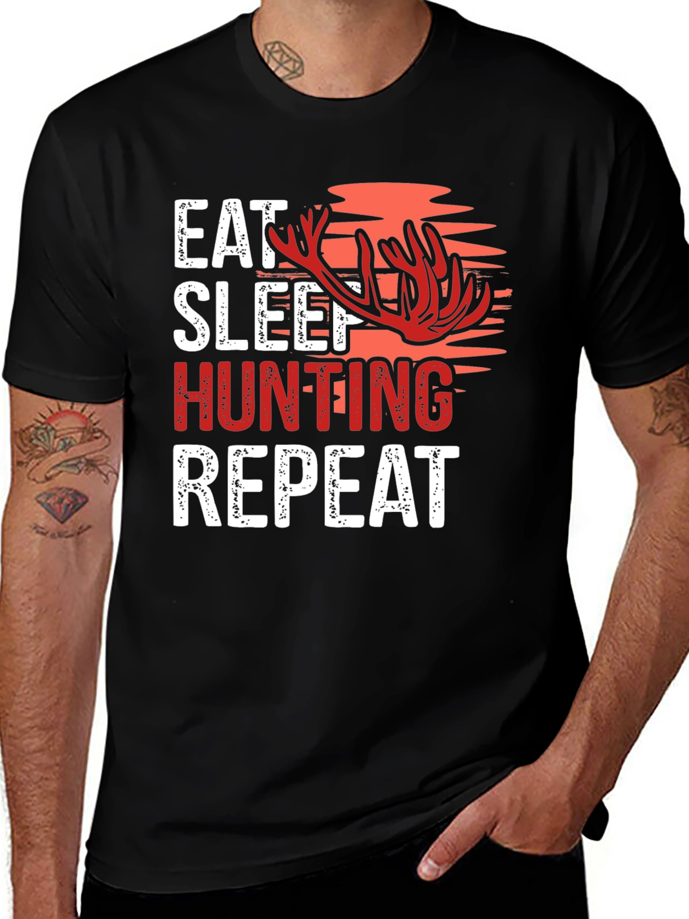 Variant 3 of Eat Sleep Hunting Repeat Graphic Tee