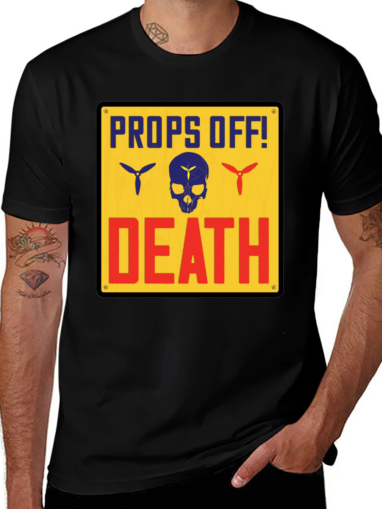 Variant 18 of Props Off! Death T-Shirt - Drone Safety Design