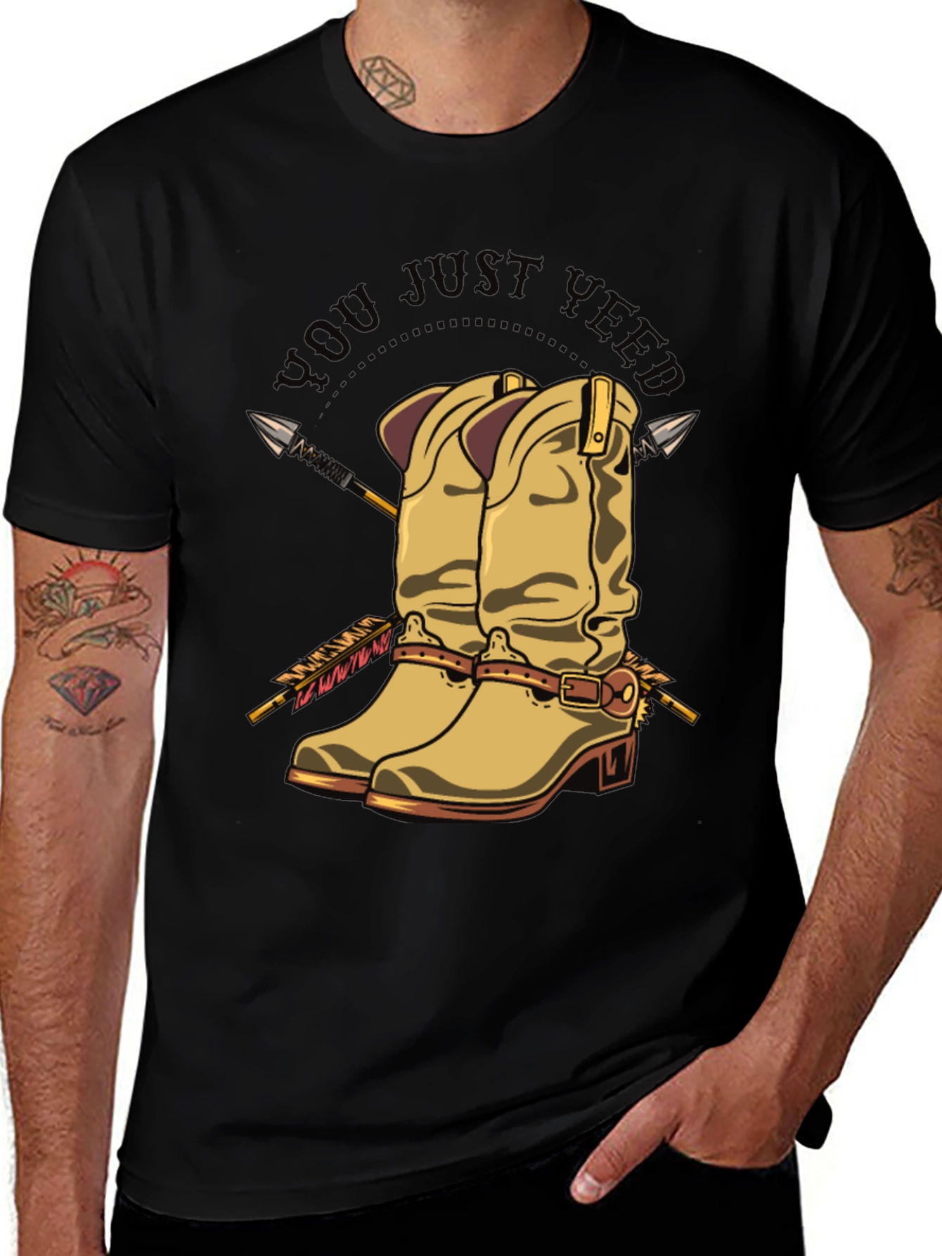 Cowboy Boots & Arrows Graphic T-Shirt - Western Style