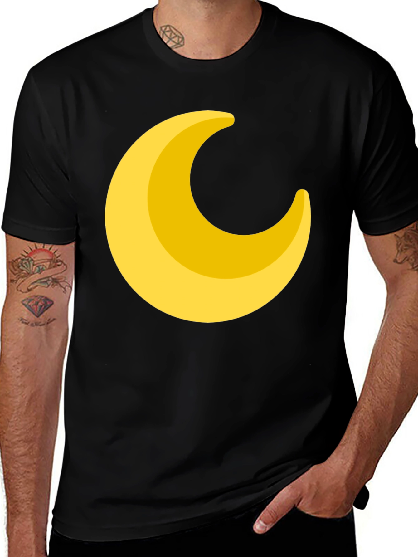Variant 18 of Crescent Moon Graphic Tee - Black Cotton Shirt