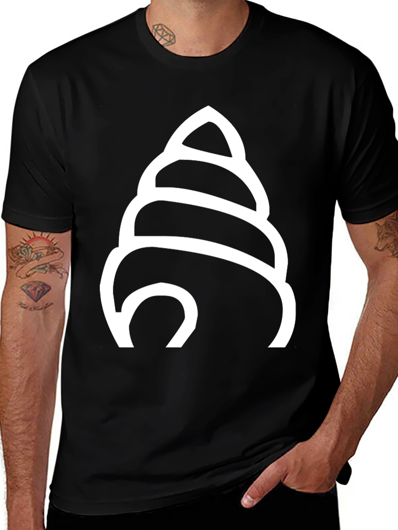 Abstract Seashell Graphic Tee - Modern Black T-Shirt